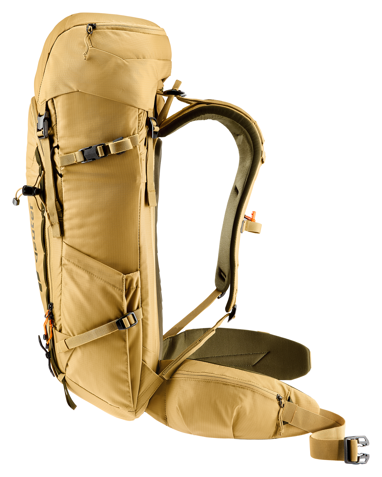 backpack, hiking bag, hydration compatibility, tan color, shoulder straps