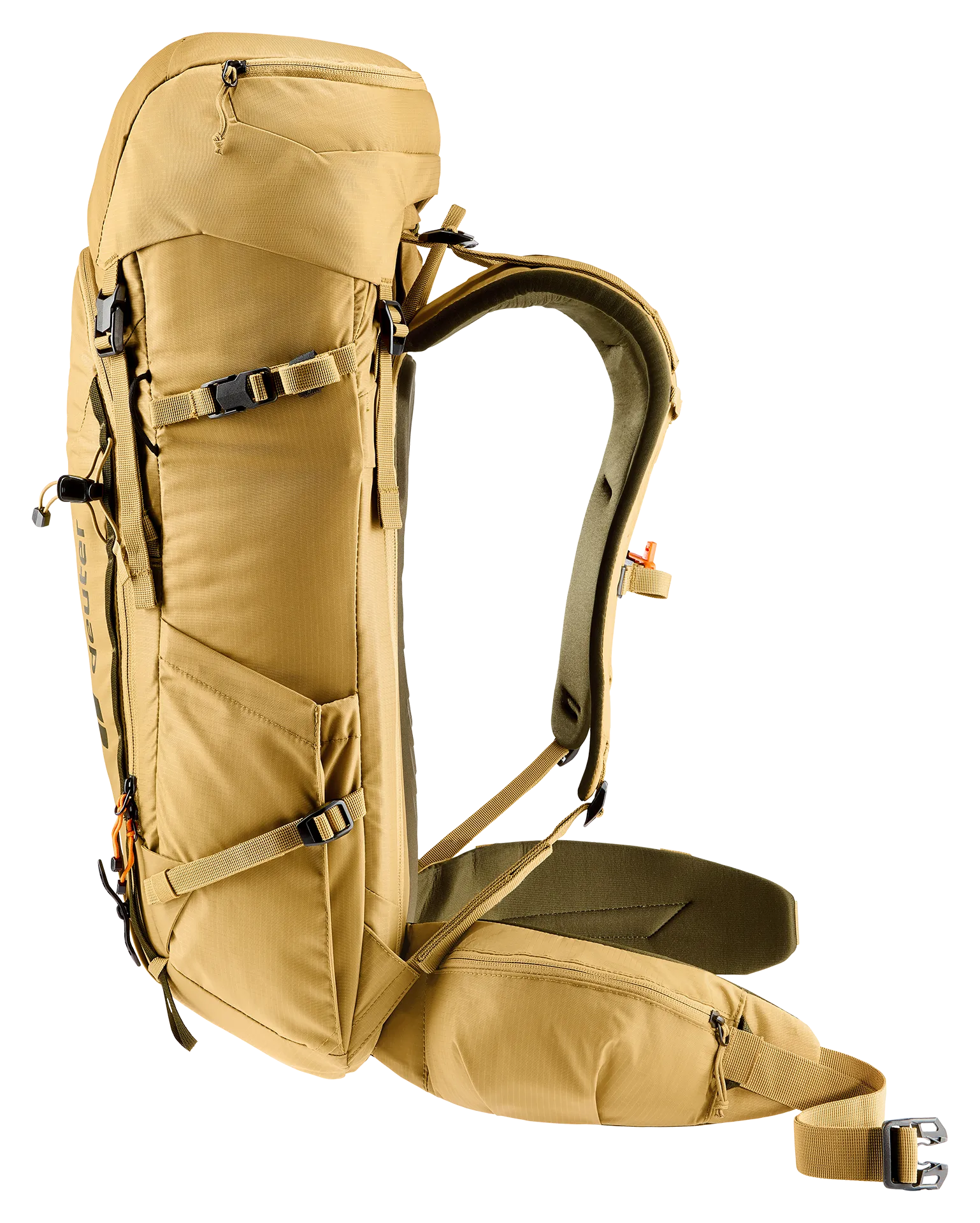 backpack, hiking bag, hydration compatibility, tan color, shoulder straps