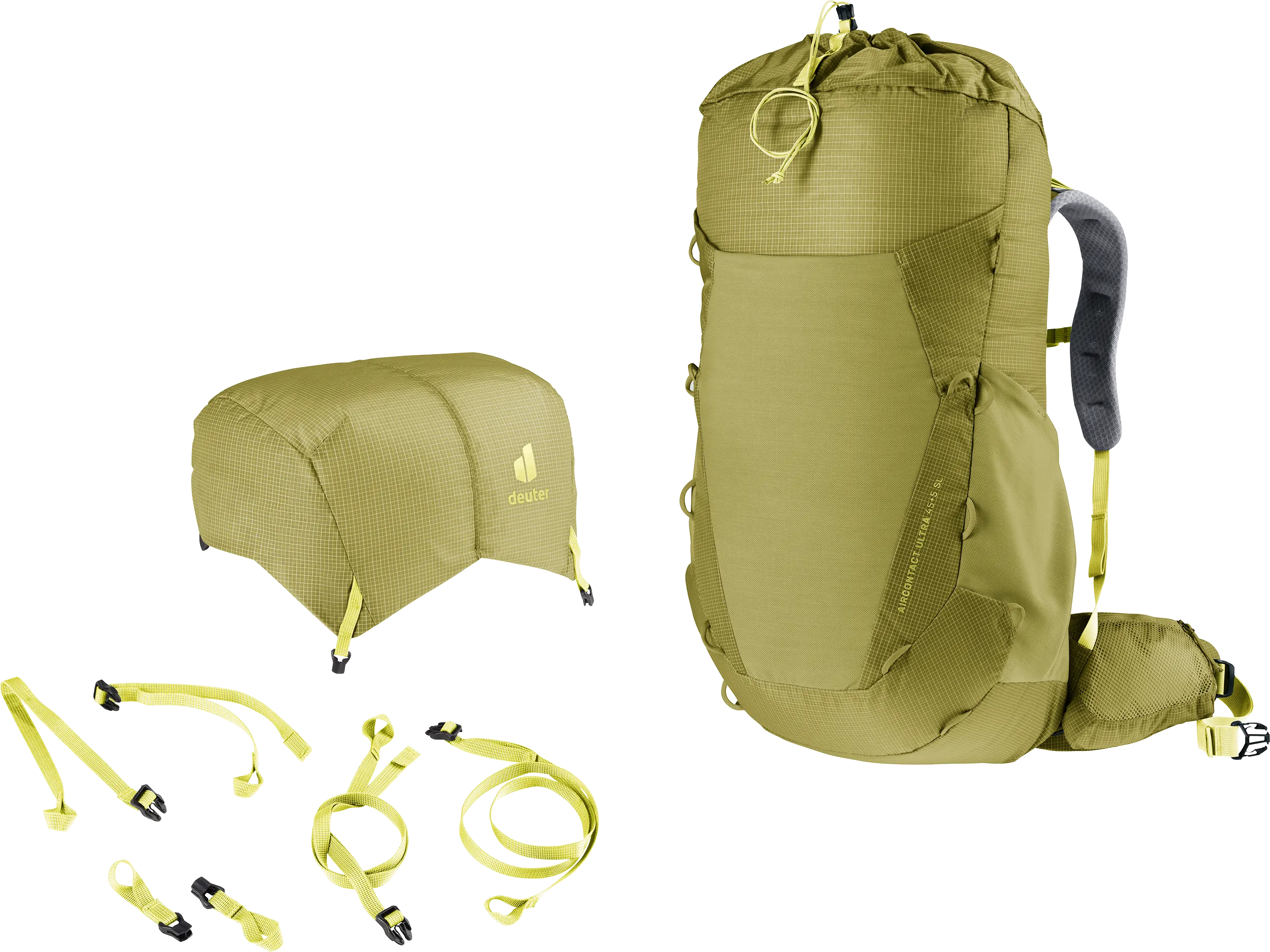 backpack, hiking, green, attachments, padded