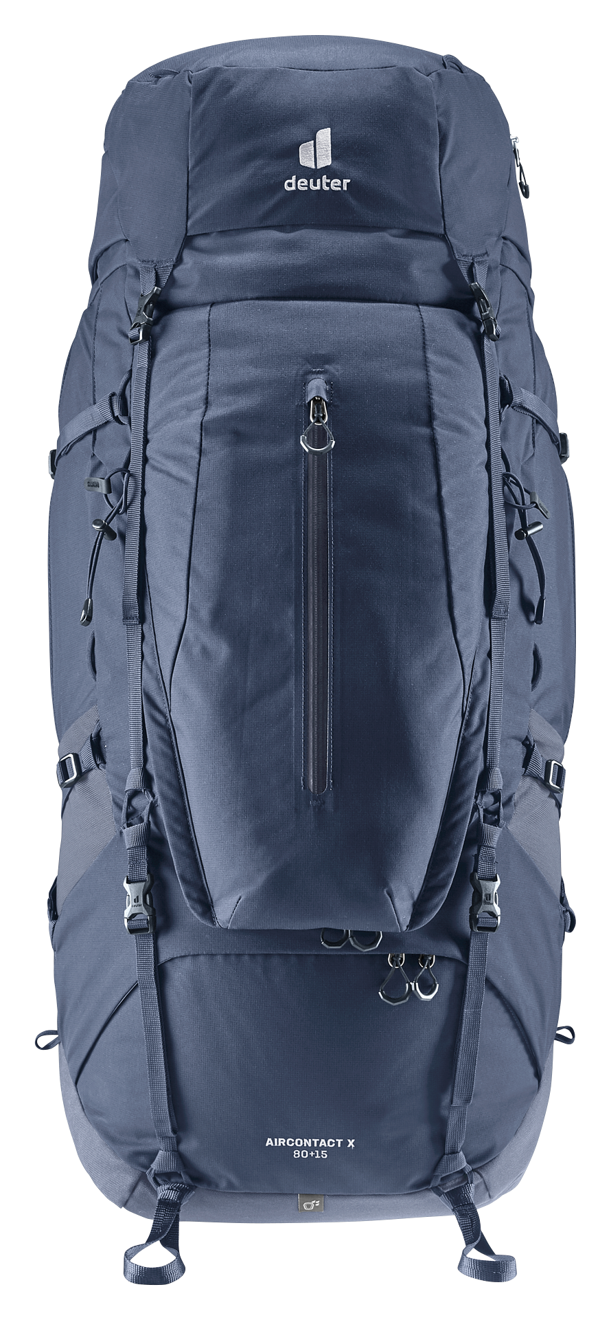 Aircontact X 80+15 backpack, hiking, blue, large-capacity, front-zip