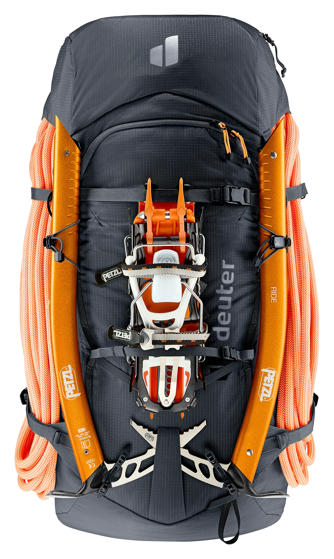backpack, hiking, climbing, orange accents, mountaineering gear