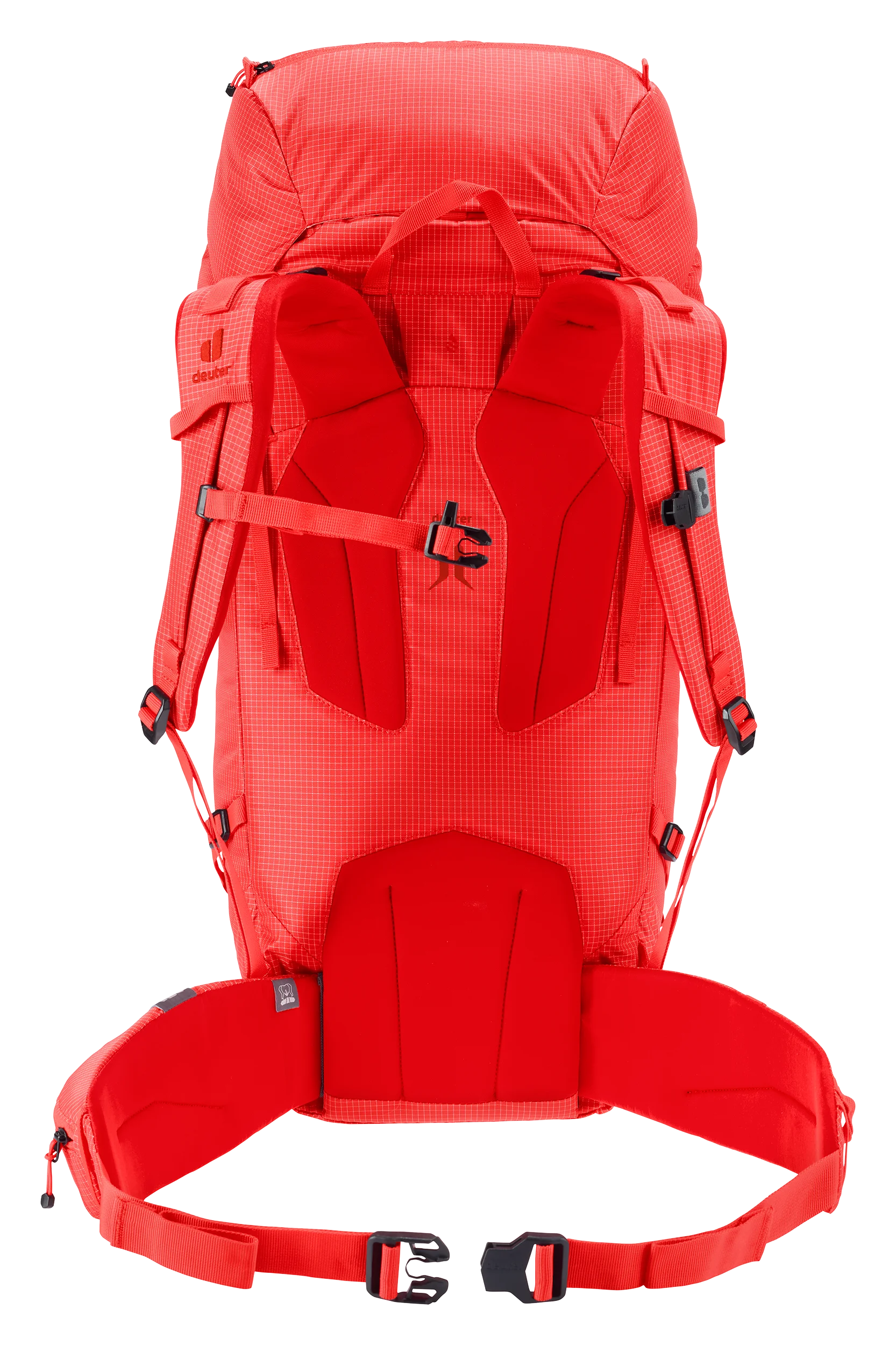 backpack, hiking, shoulder straps, red, waist belt