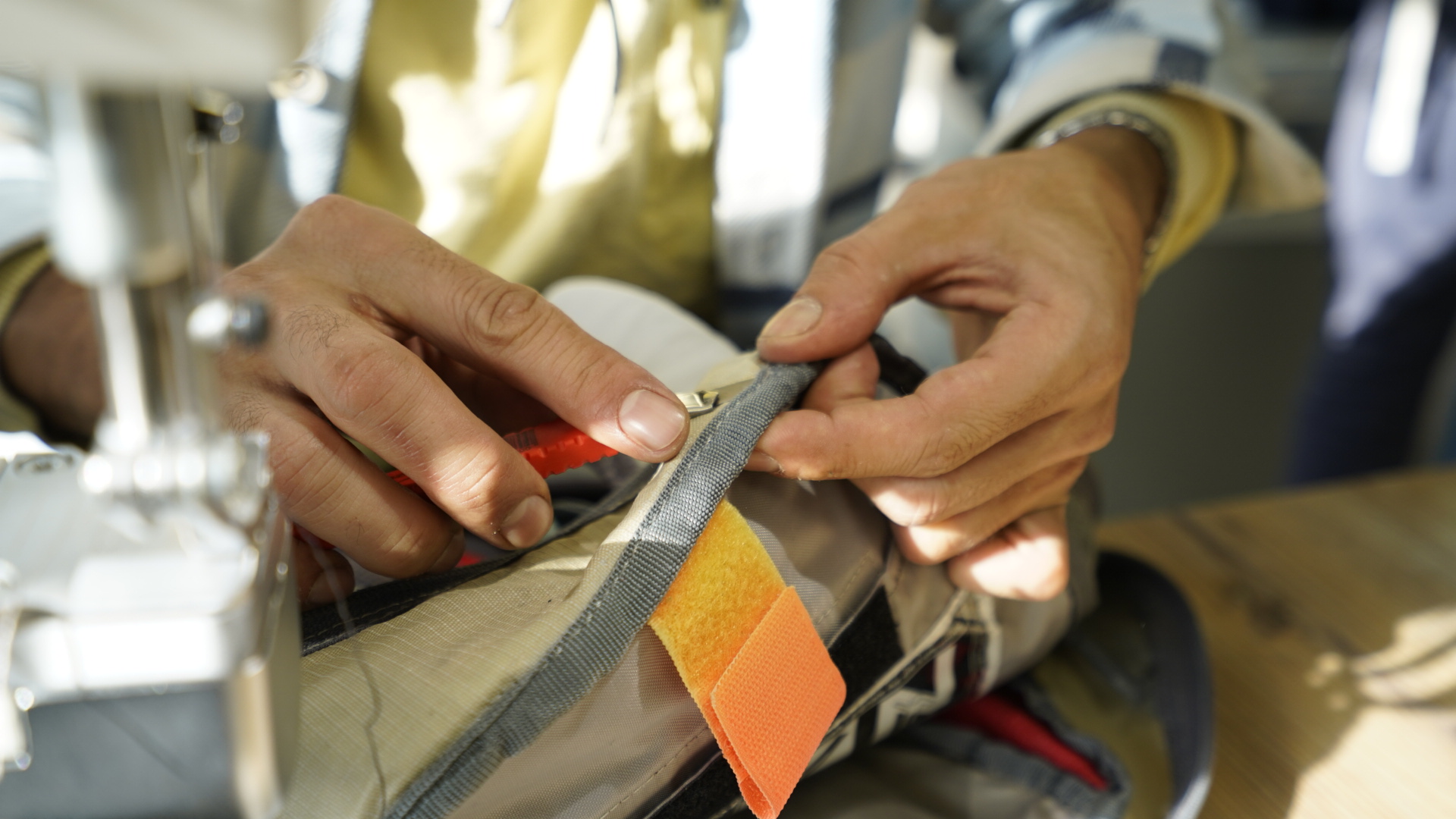fabric, patch, stitching, orange, glove