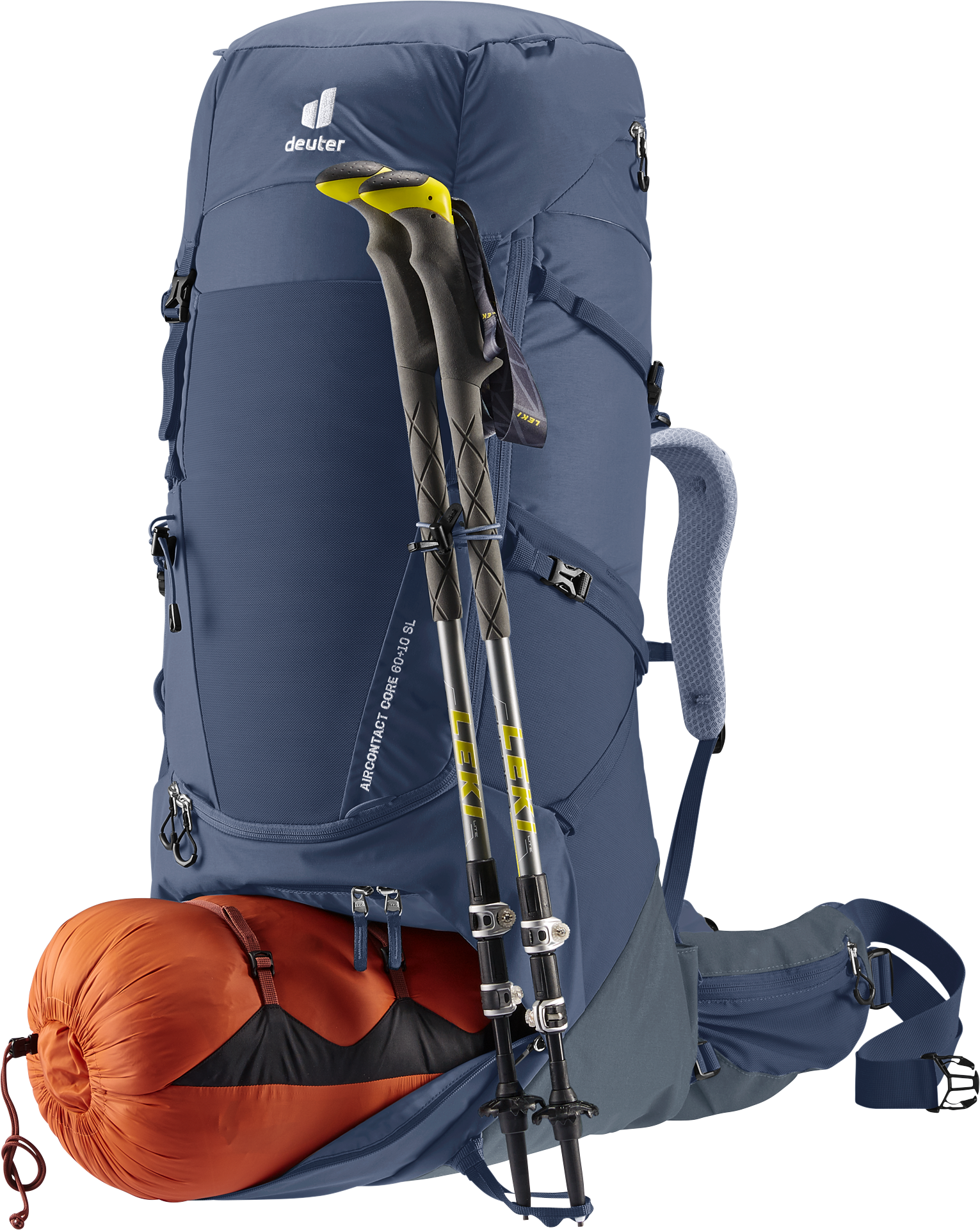 Aircontact Core 60+10 SL Bag, Backpack, backpack, hiking, blue, trekking, poles