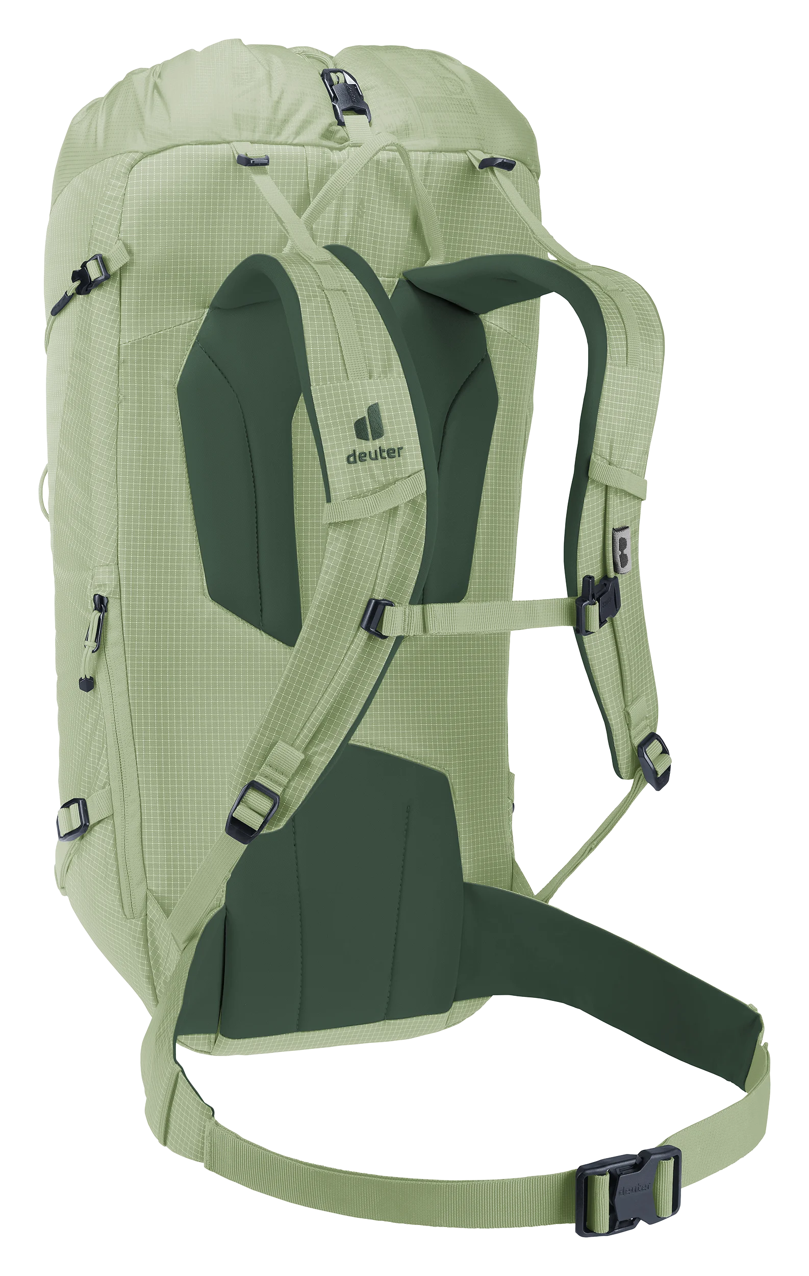 backpack, hiking, gray-green, ergonomic back, deuter