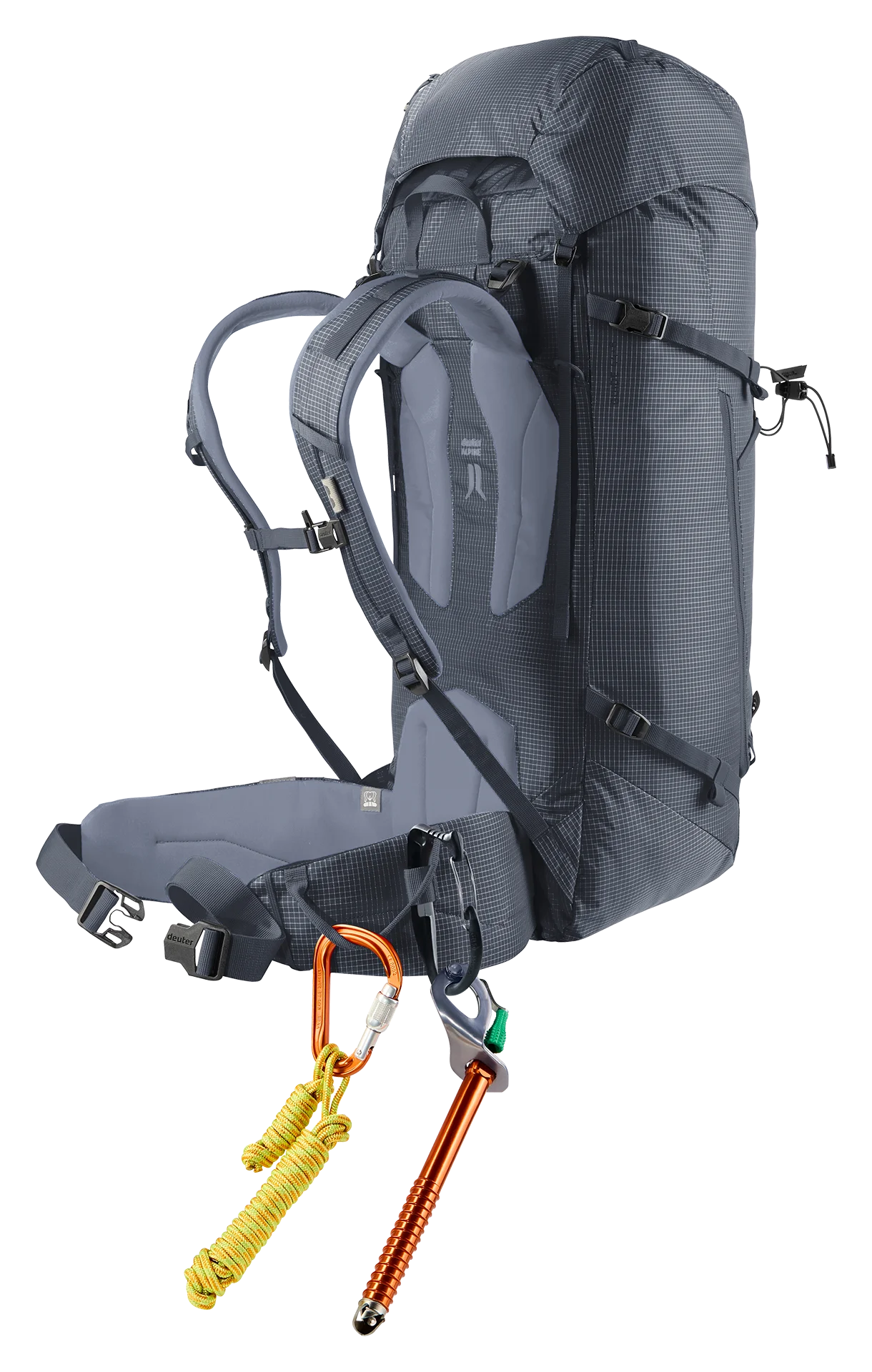 backpack, hiking, mountaineering, rope, carabiner