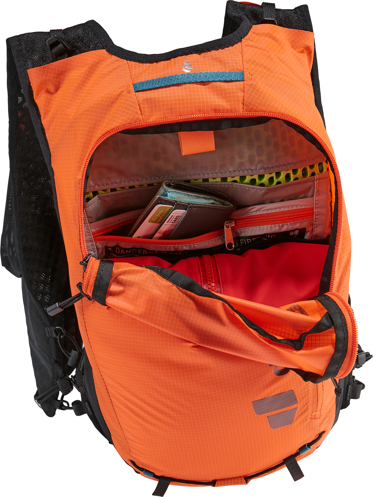 Ascender 7 backpack, orange, wallet, zipper, pocket