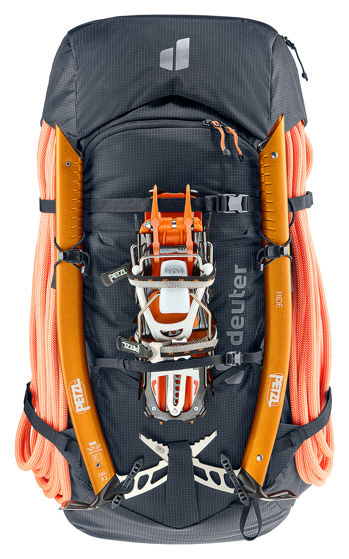 backpack, hiking, external frame, ice axe, crampons