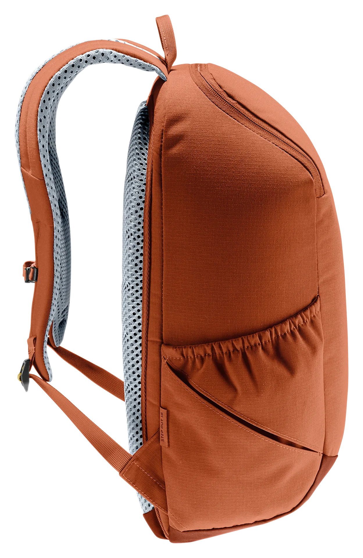 backpack, daypack, orange, pocket, mesh-strap