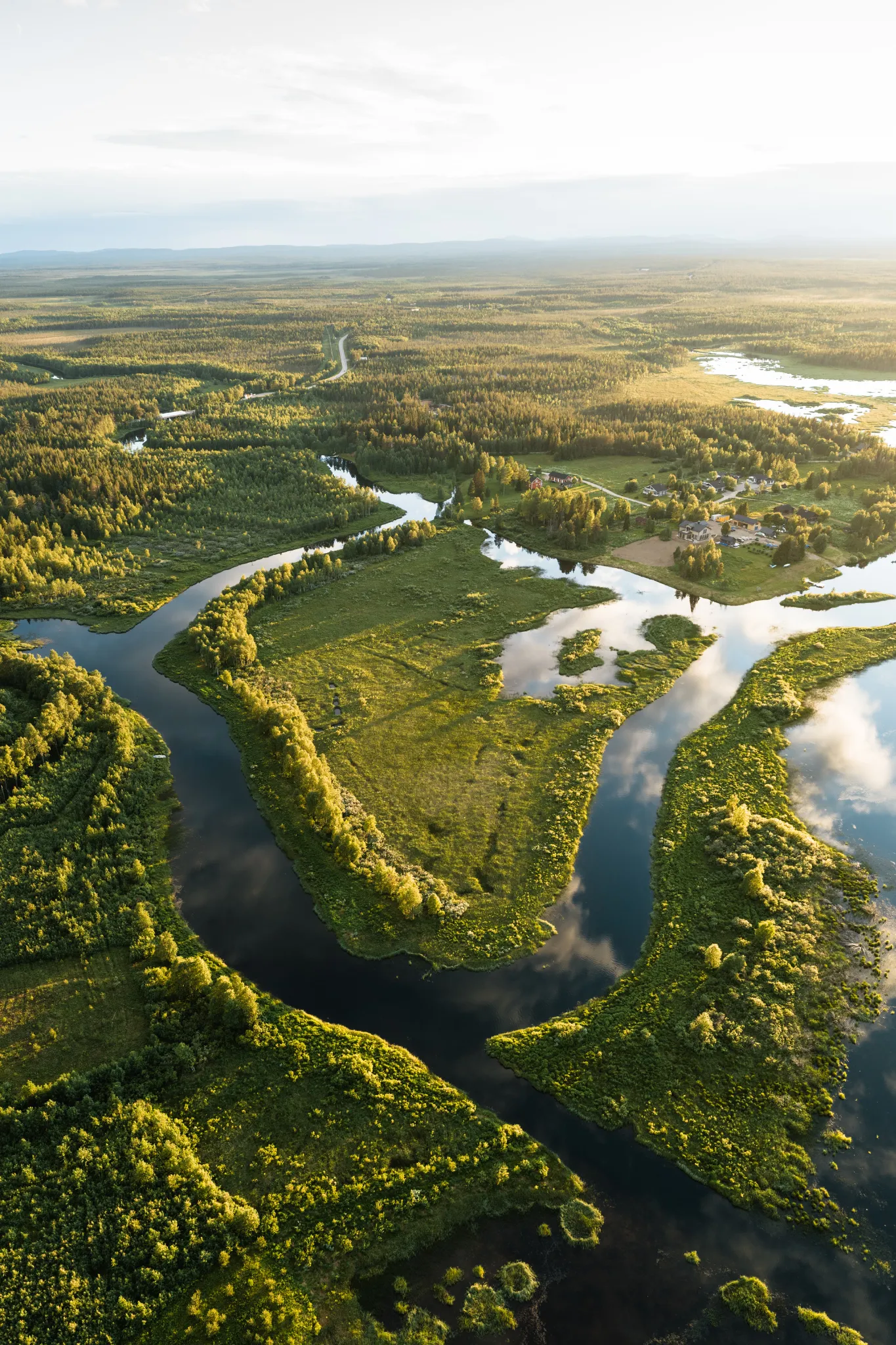 river, meander, wetland, landscape, greenery
