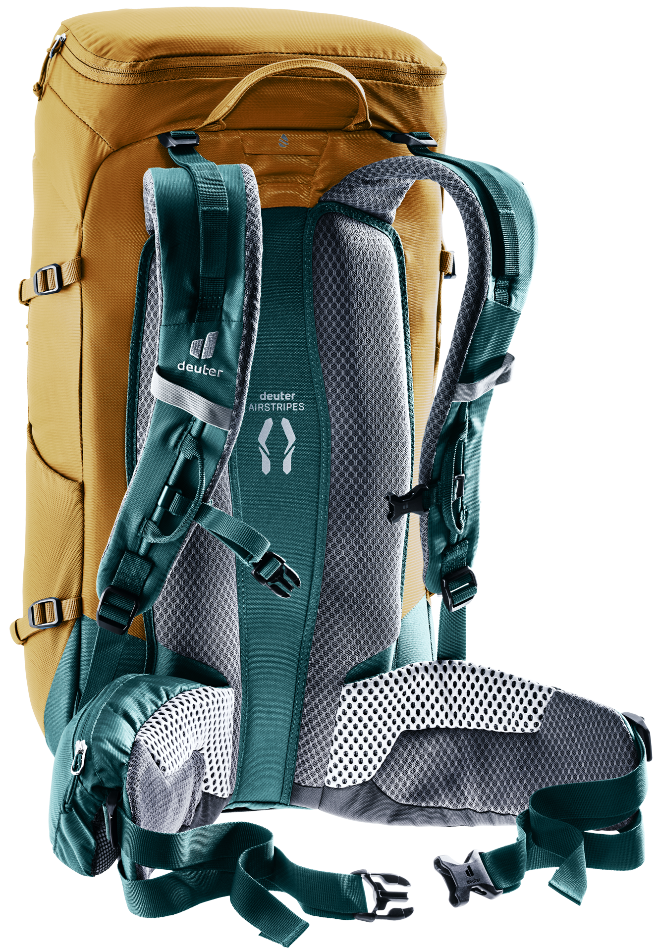 backpack, hiking, teal, orange, padded-shoulder-straps