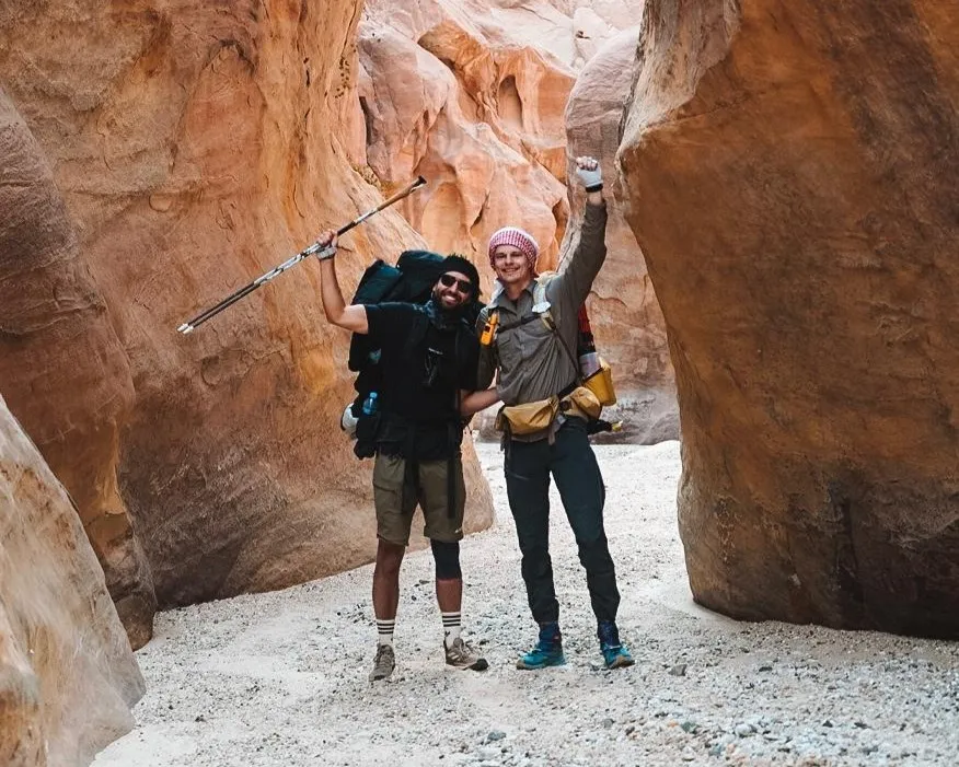 hiking, backpacking, outdoor, canyon, two people