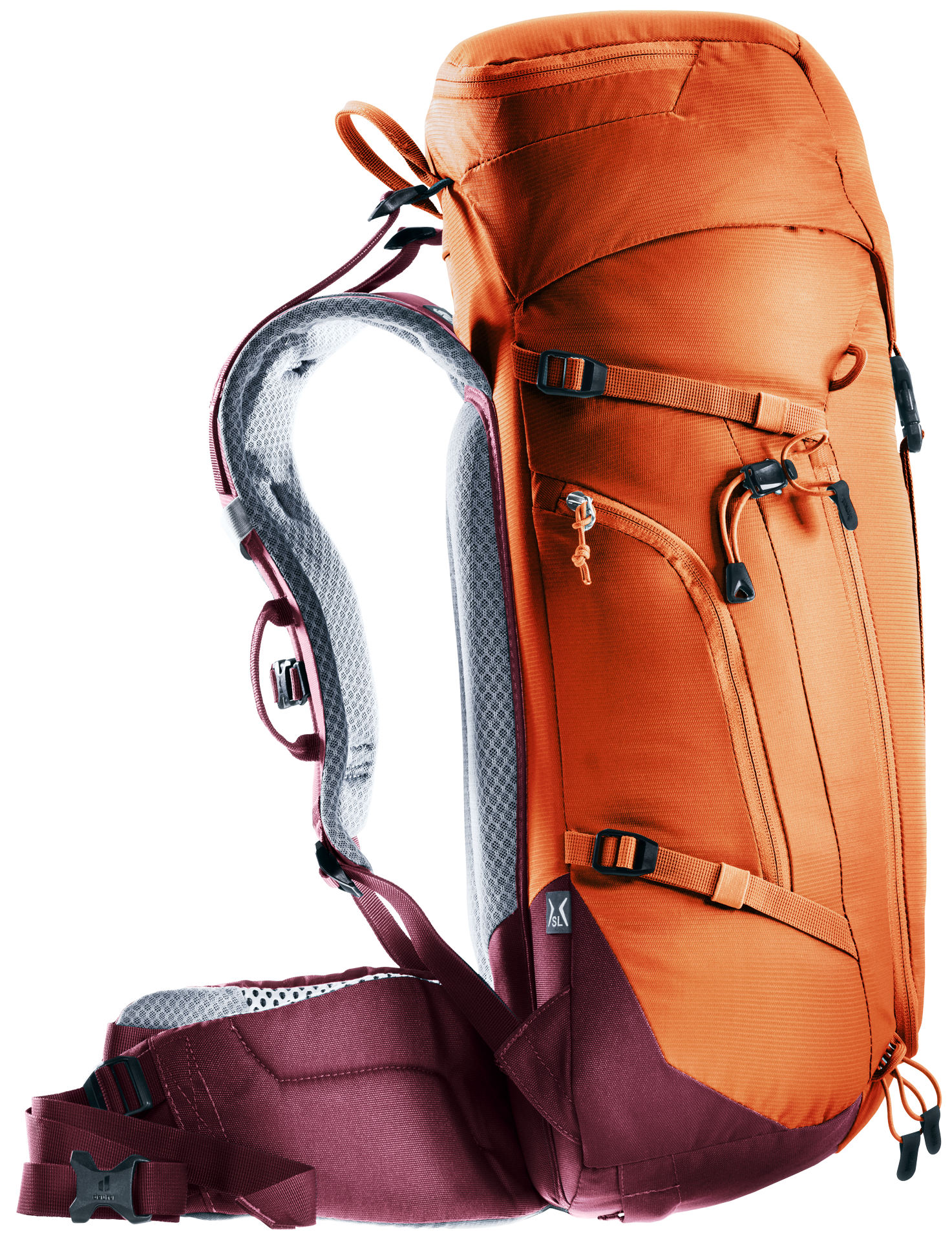 backpack, hiking, orange, shoulder straps, padded back