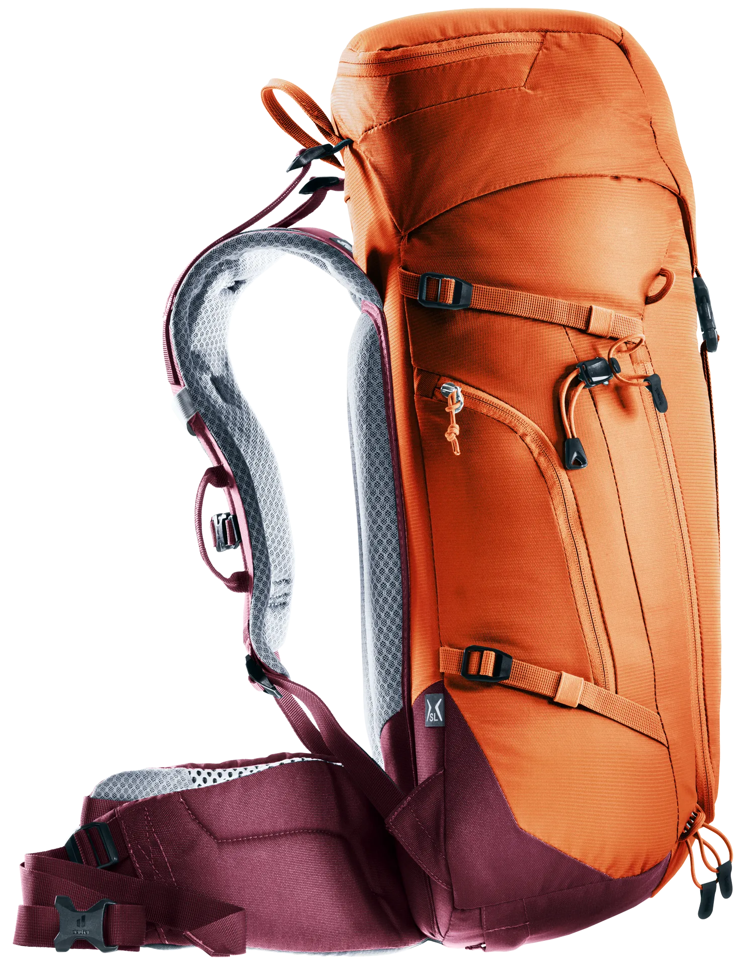 Trail 28 SL backpack, hiking, orange, shoulder straps, padded back