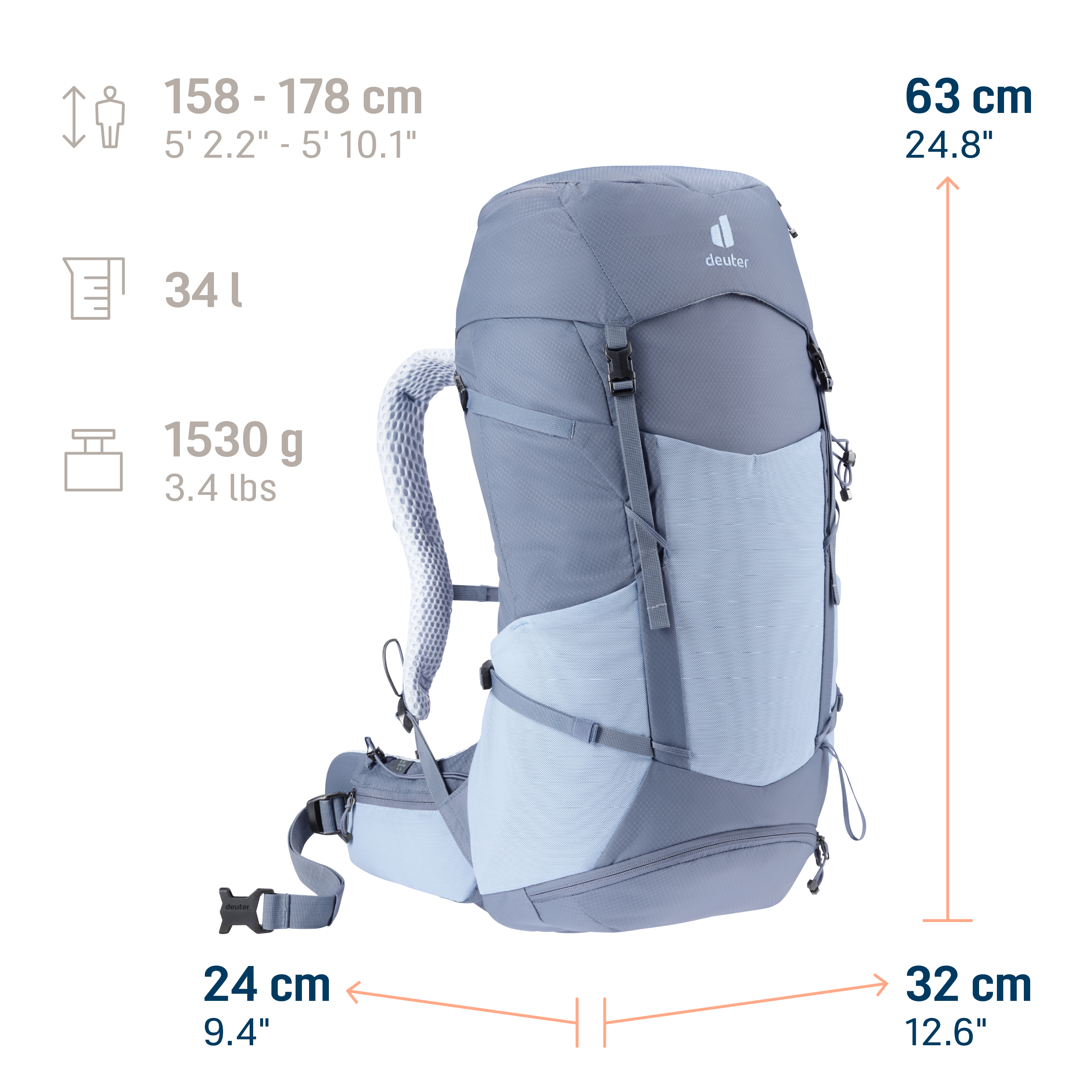 Futura Pro 34 SL backpack, hiking, blue, travel, ultralight