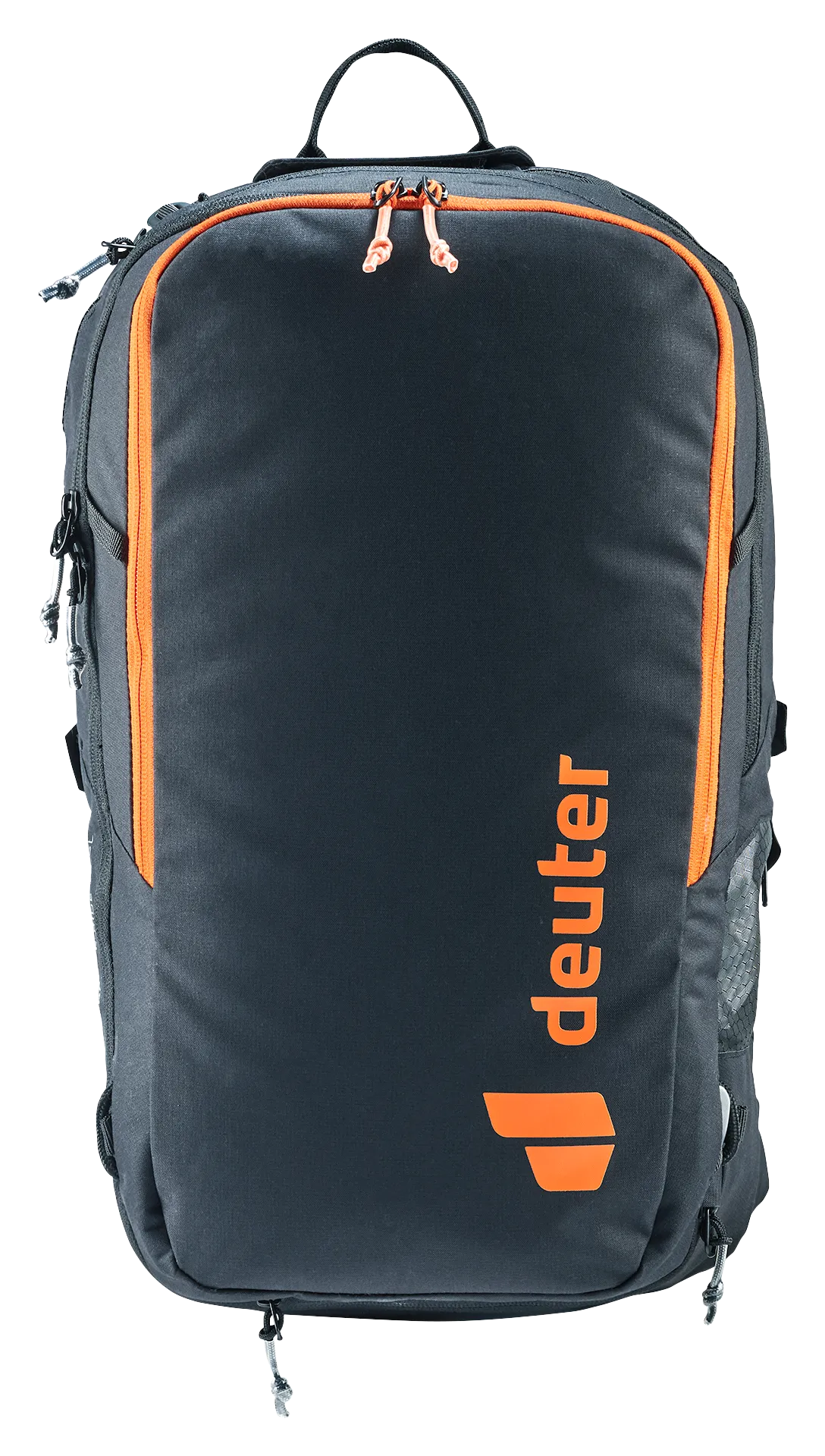Bag, Backpack, backpack, orange accents, dual zipper, top handle, stretch mesh pocket