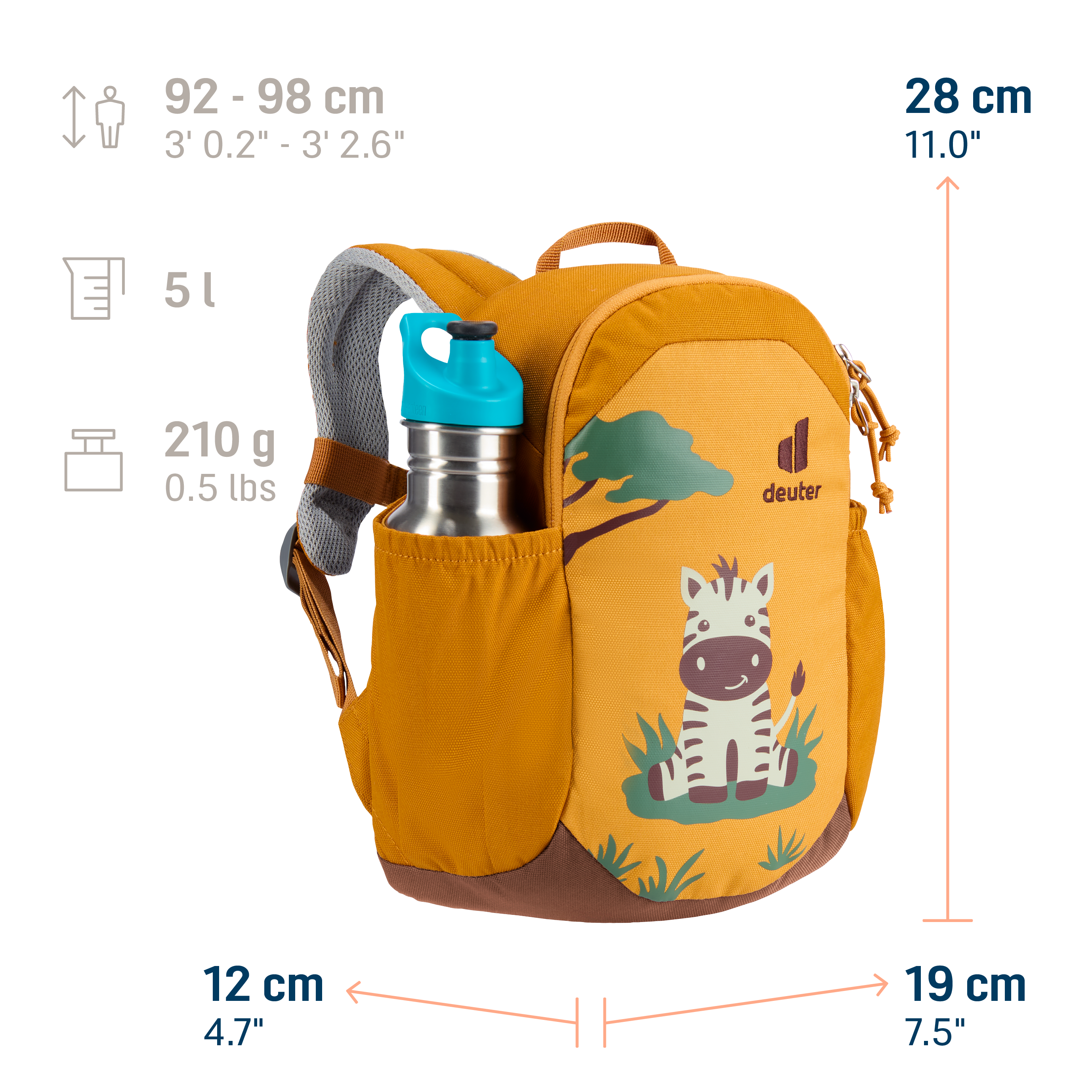 kids backpack, zebra print, orange backpack, water bottle holder, canvas bag