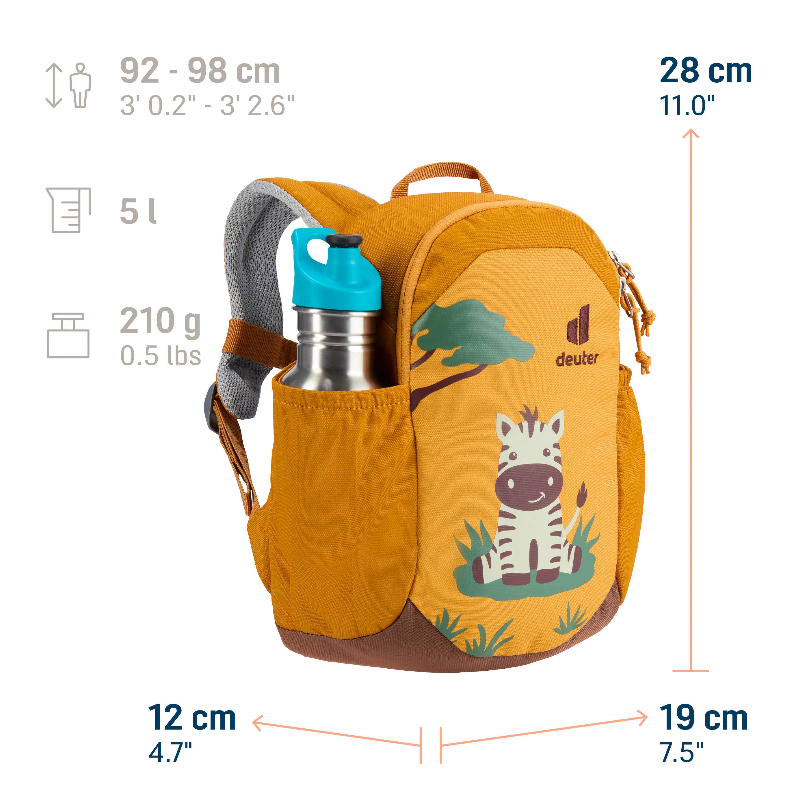 kids backpack, zebra print, orange backpack, water bottle holder, canvas bag