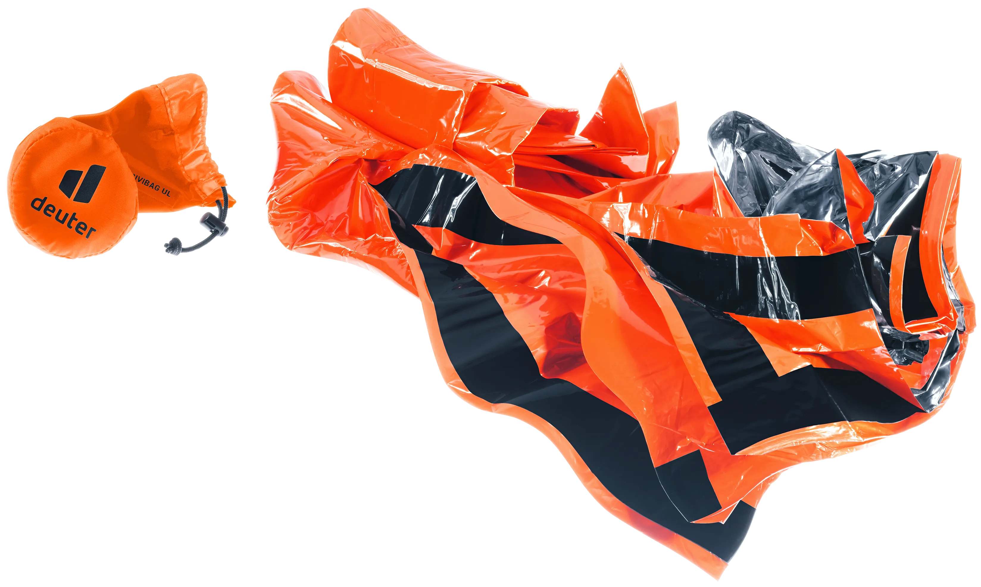 Clothing, Coat, Vest, Lifejacket, Plastic, life jacket, inflatable, orange, black stripes, deuter