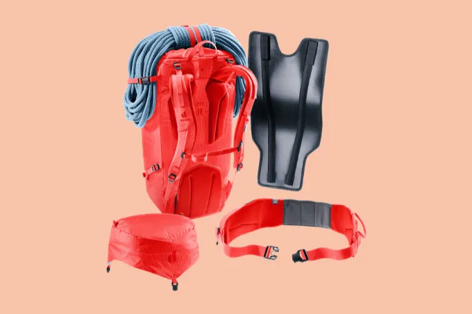 hydration pack, hydration bladder, backpack, straw pouch, climbing harness