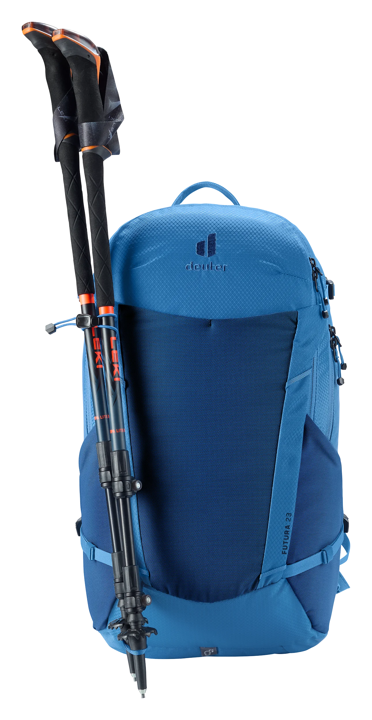 backpack, hiking, trekking, external rods, blue