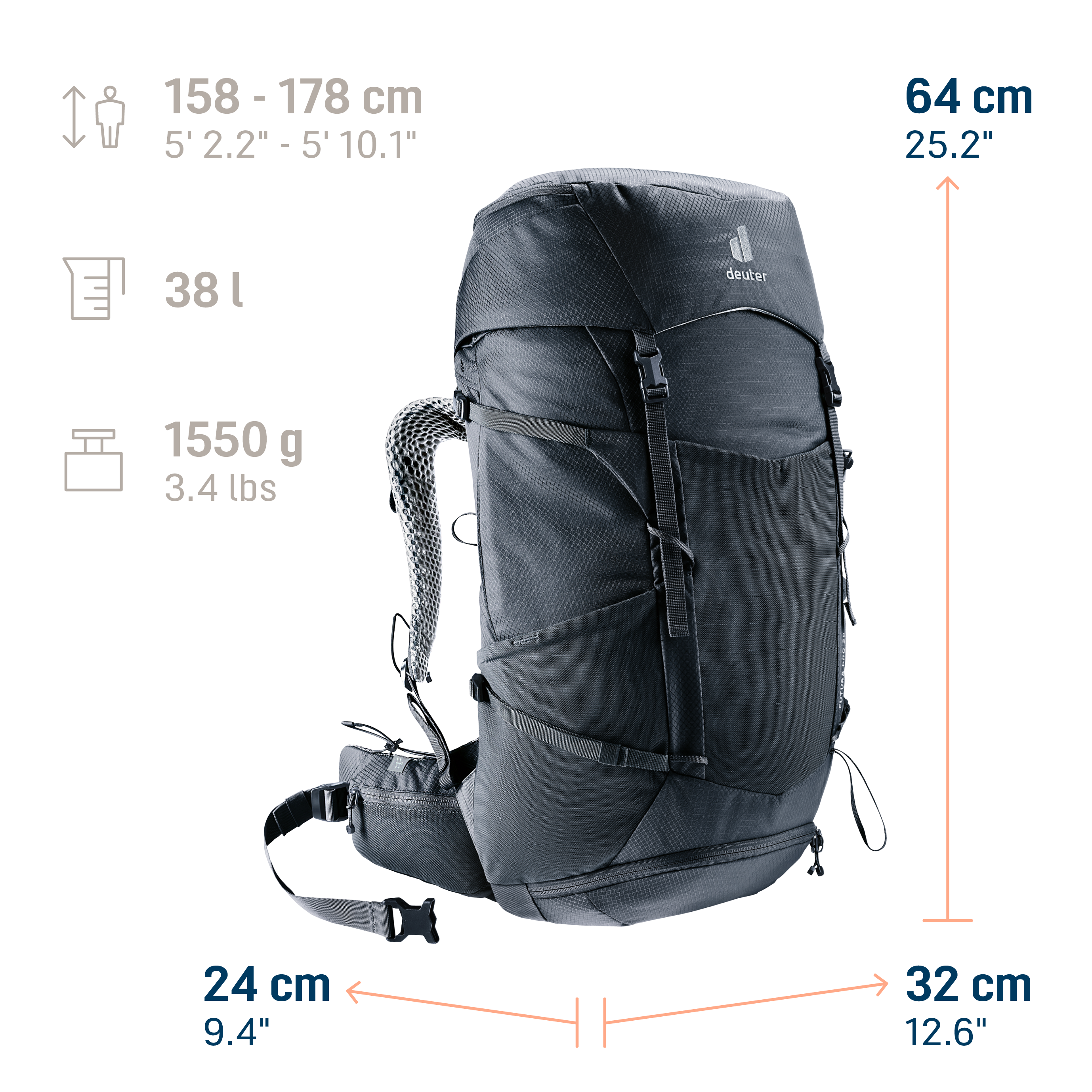 Futura Pro 38 SL backpack, hiking, outdoor, grey, backpack-gear