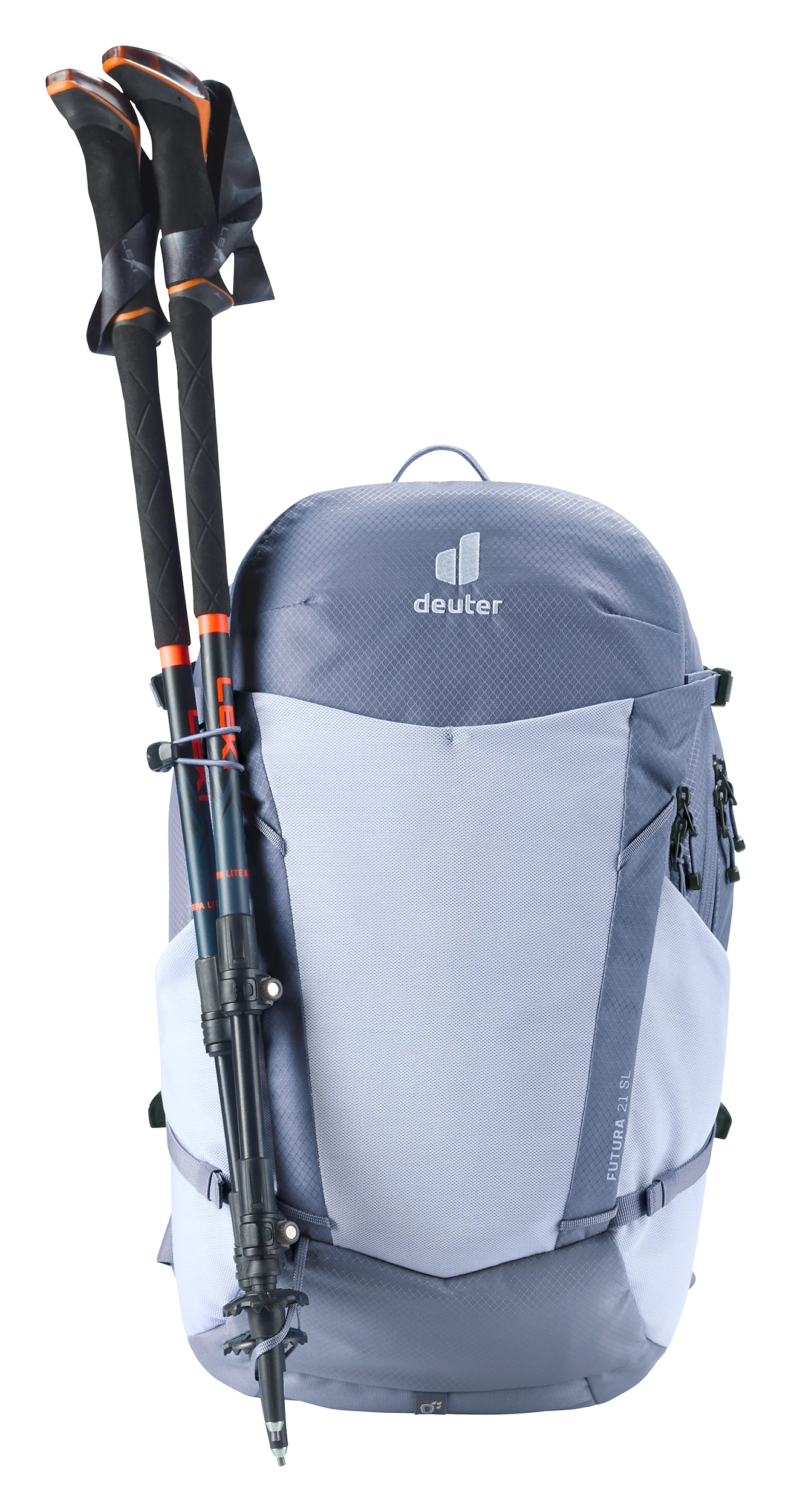 backpack, hiking, trekking, trekking poles, gray-blue