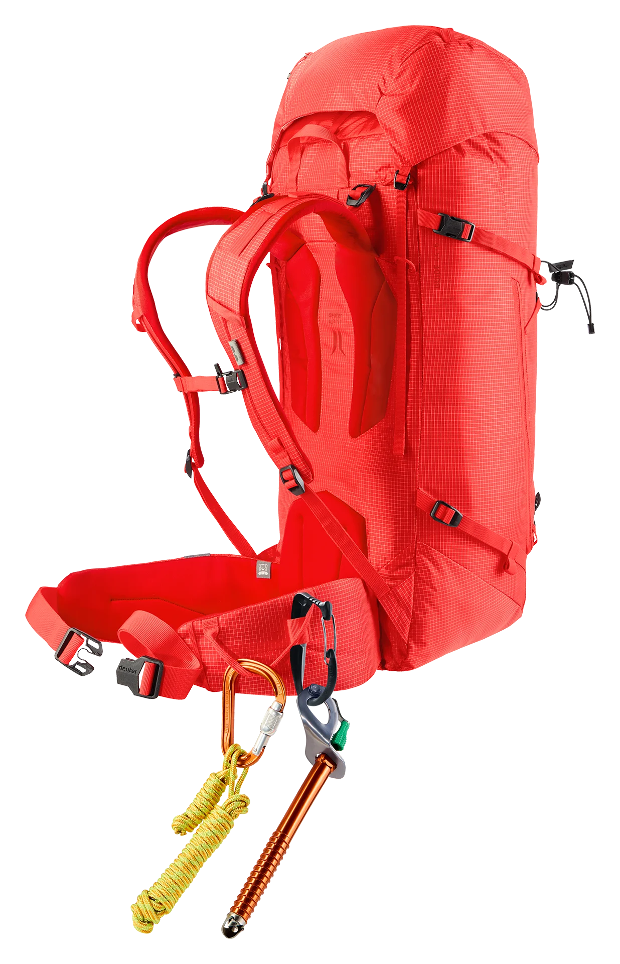 backpack, hiking, red, outdoor, carabiner
