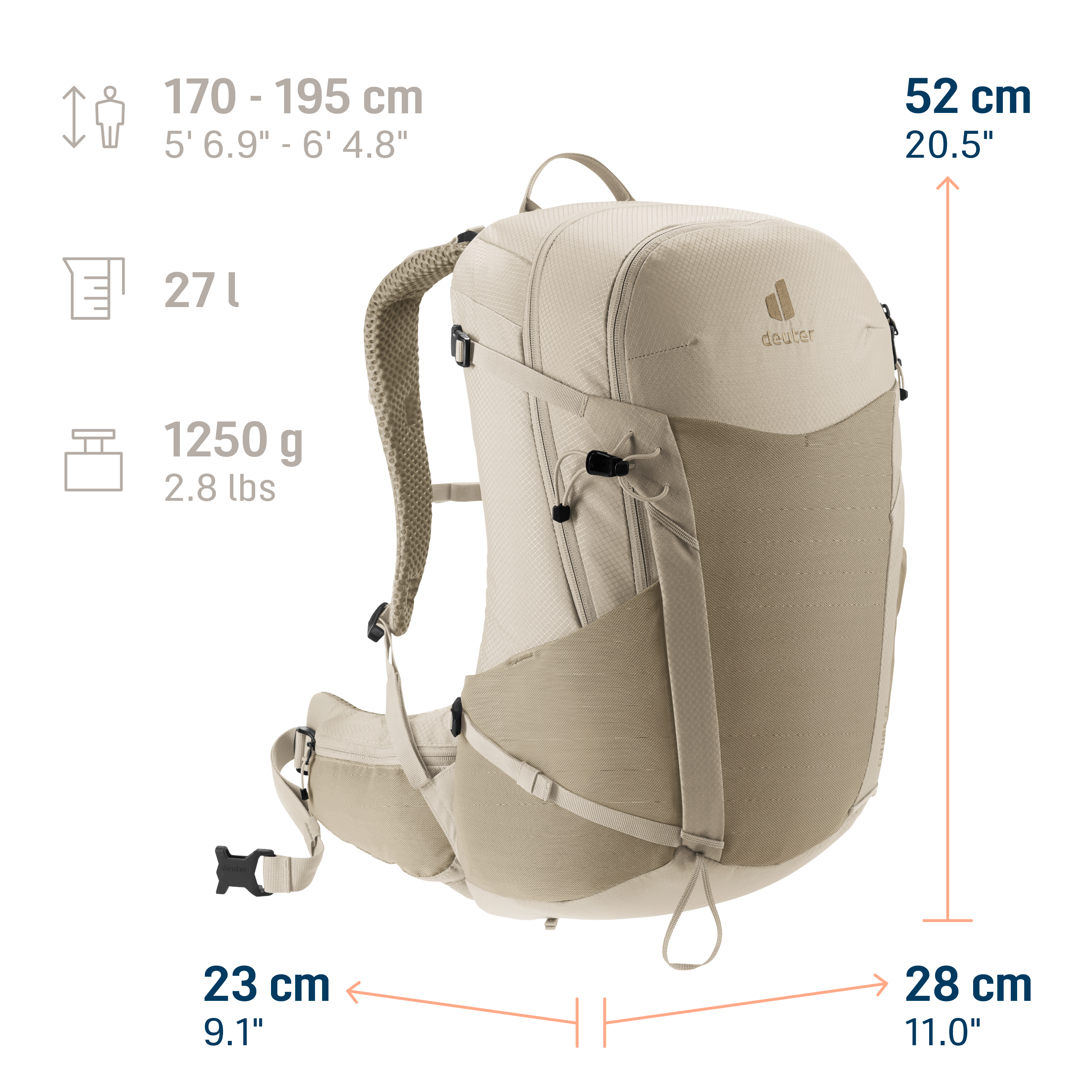backpack, daypack, hiking, beige, adjustable