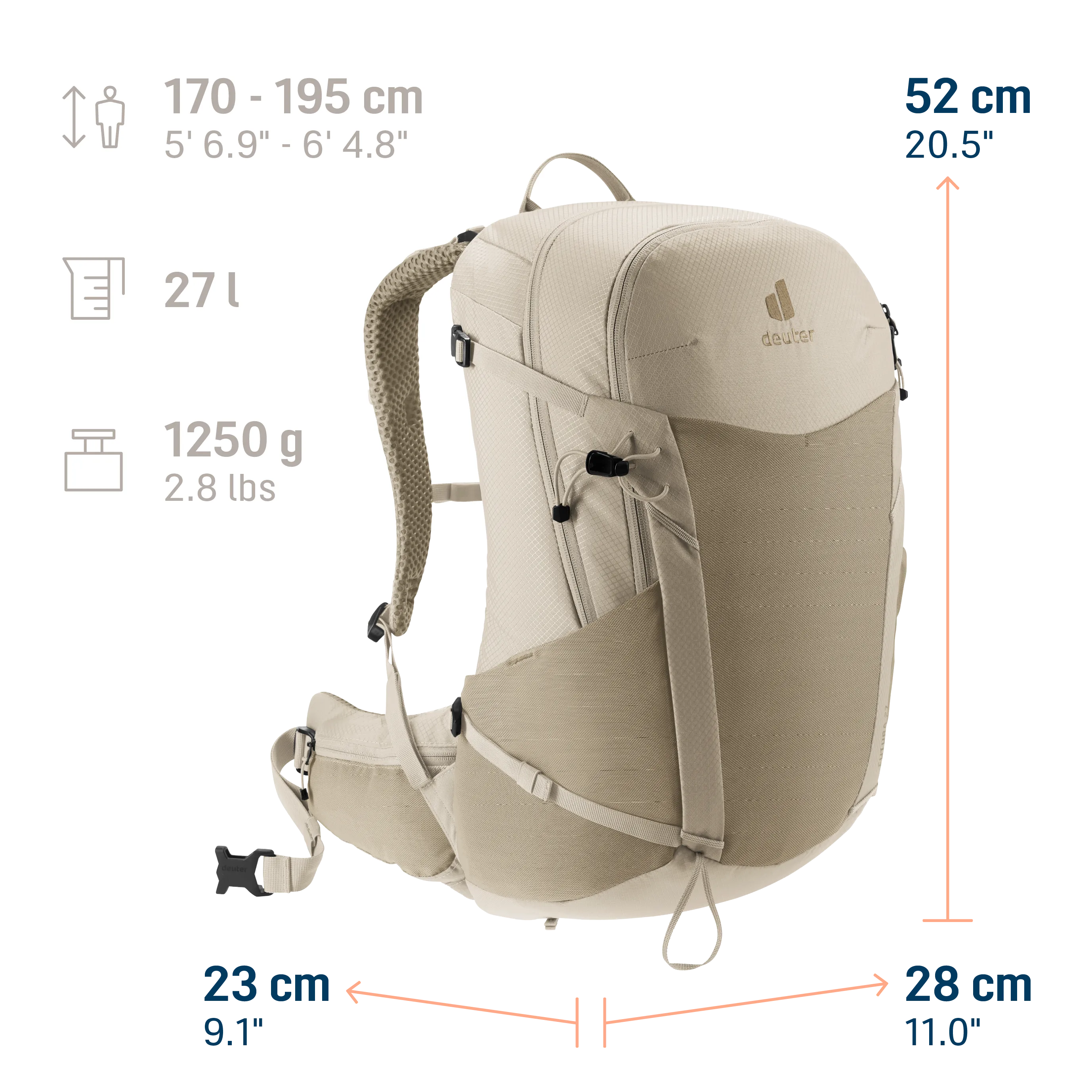 backpack, daypack, hiking, beige, adjustable