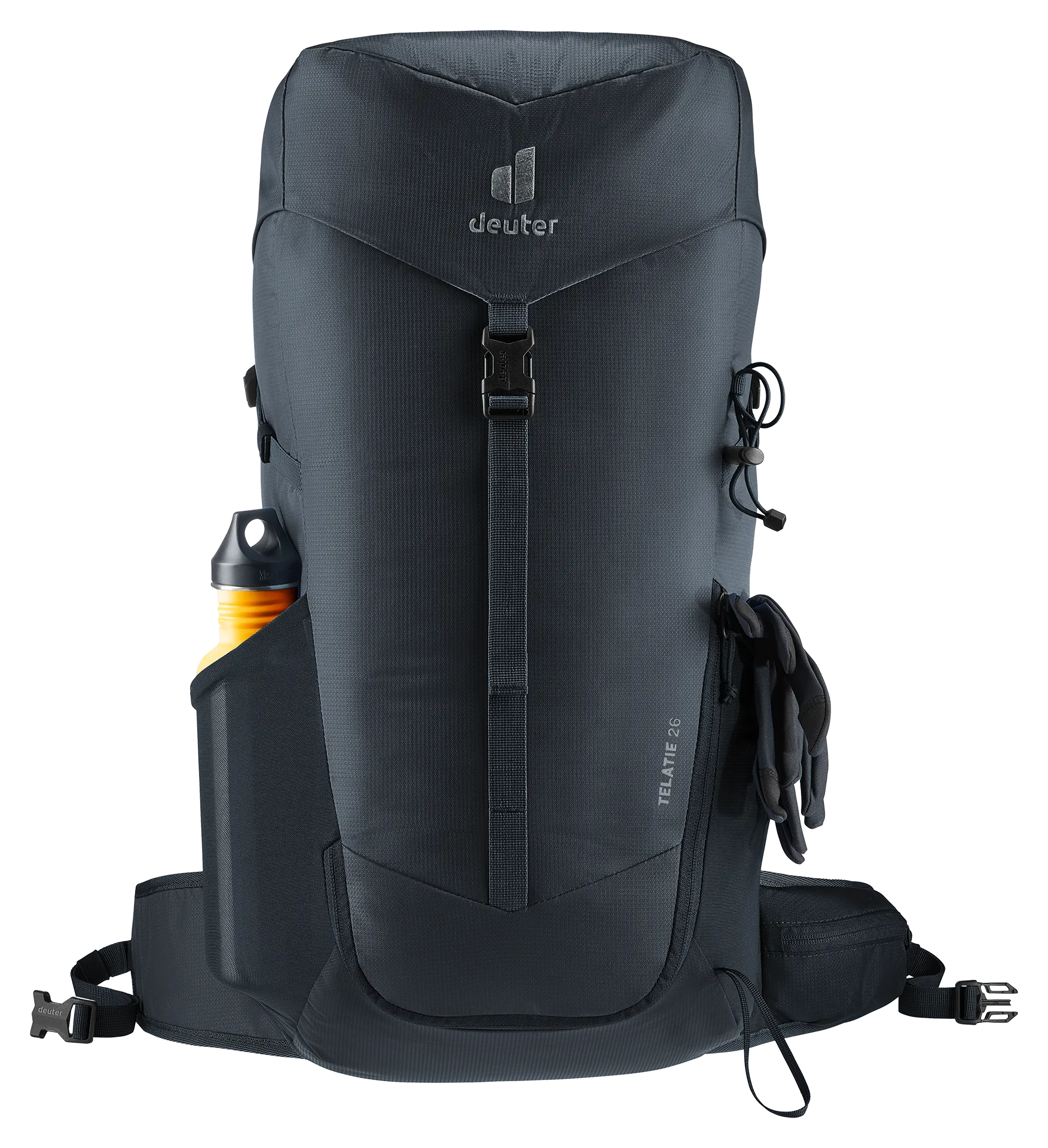 backpack, hydration, water bottle, sleek, dark blue