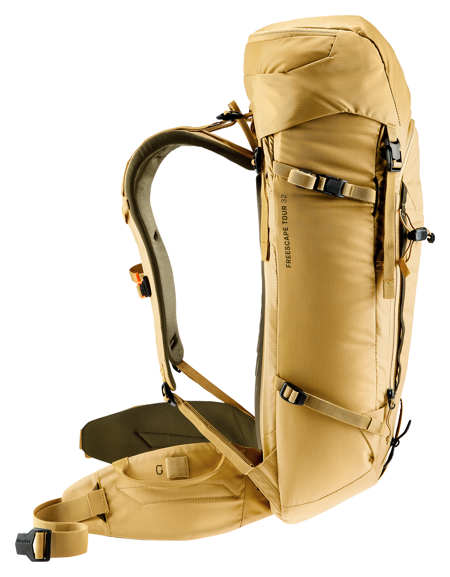 backpack, hiking, 34L, tan, shoulder straps