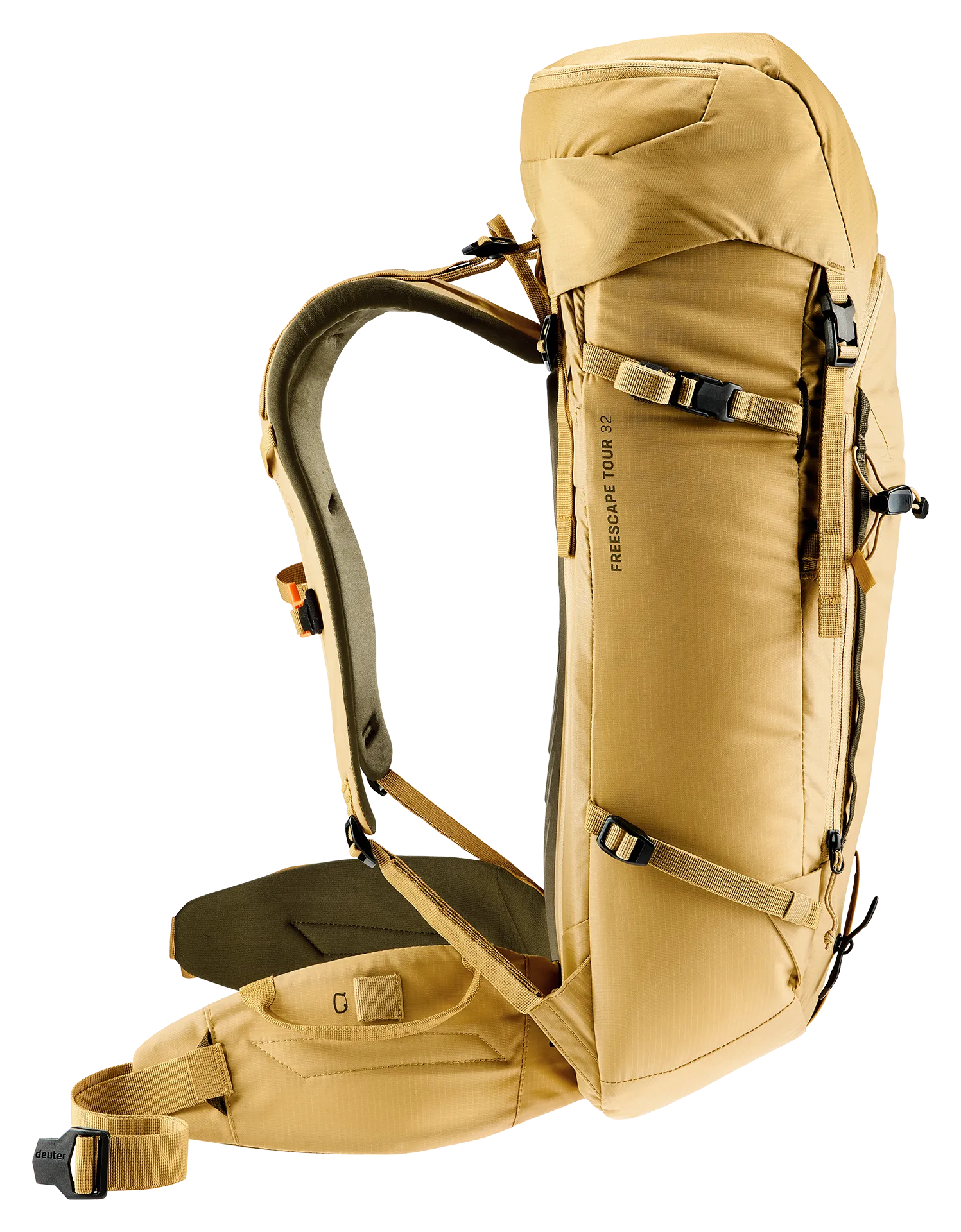 backpack, hiking, 34L, tan, shoulder straps