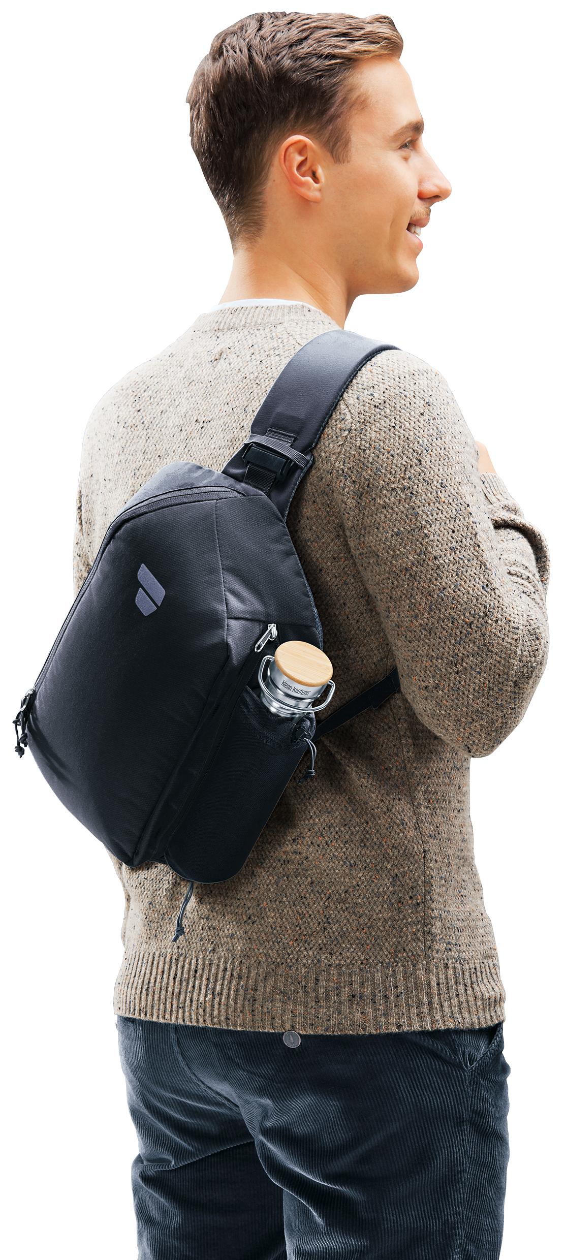 Stroof 8 Bag, Knitwear, Sweater, Person, Handbag, backpack, shoulder bag, black bag, side view, casual clothing