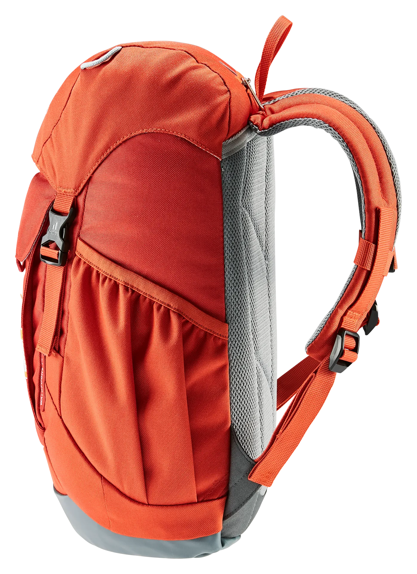 backpack, daypack, orange, shoulder strap, mesh back