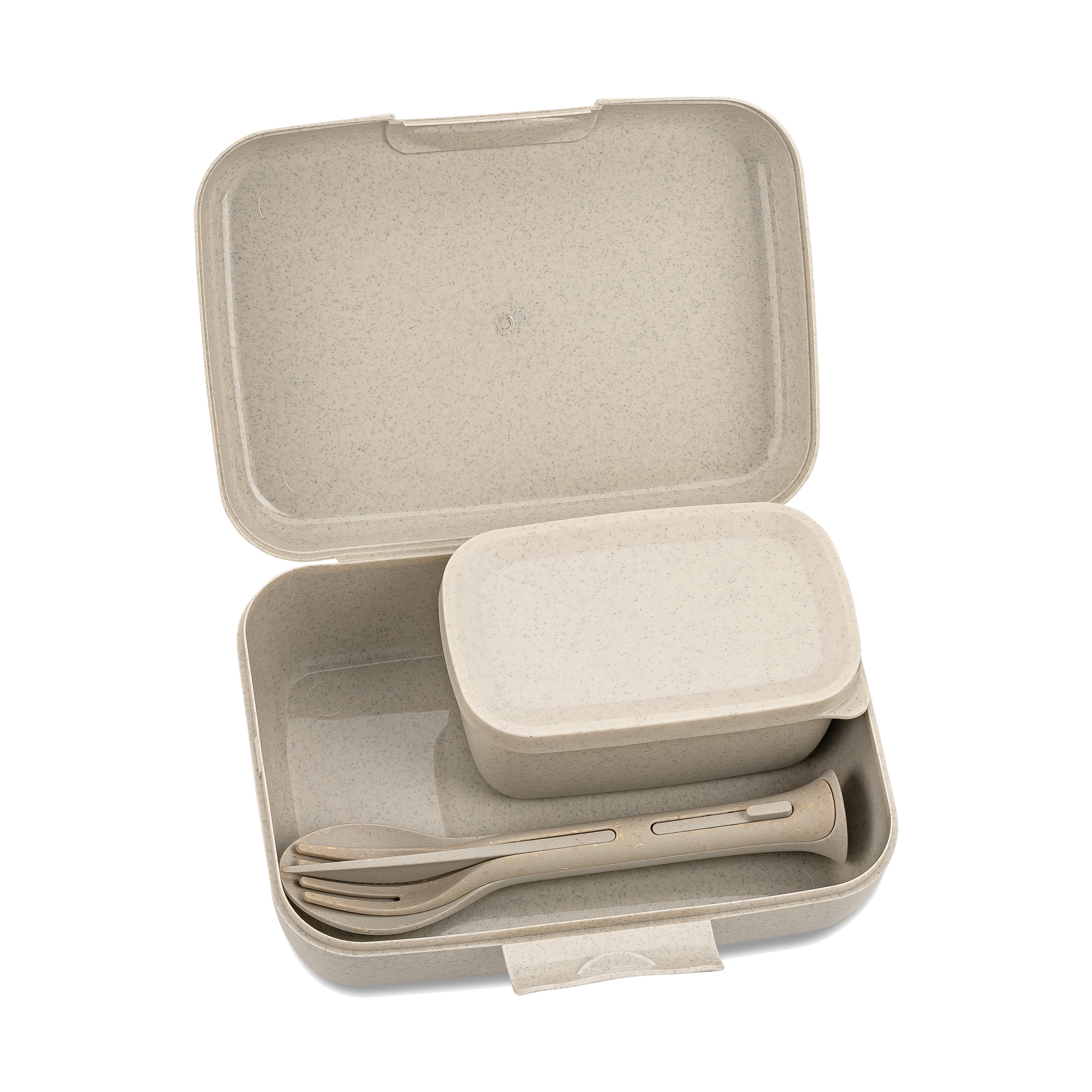 trays, bento set, beige, foldable, cutlery set