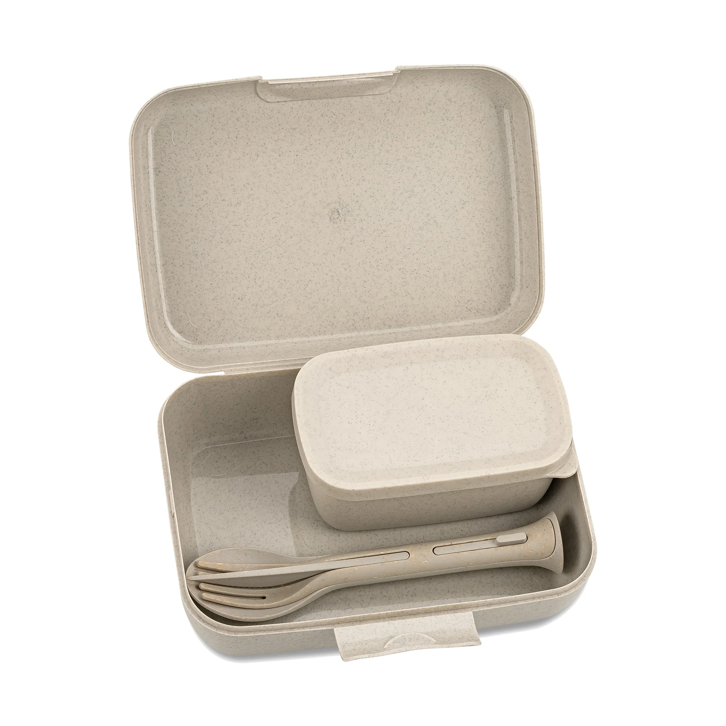 trays, bento set, beige, foldable, cutlery set