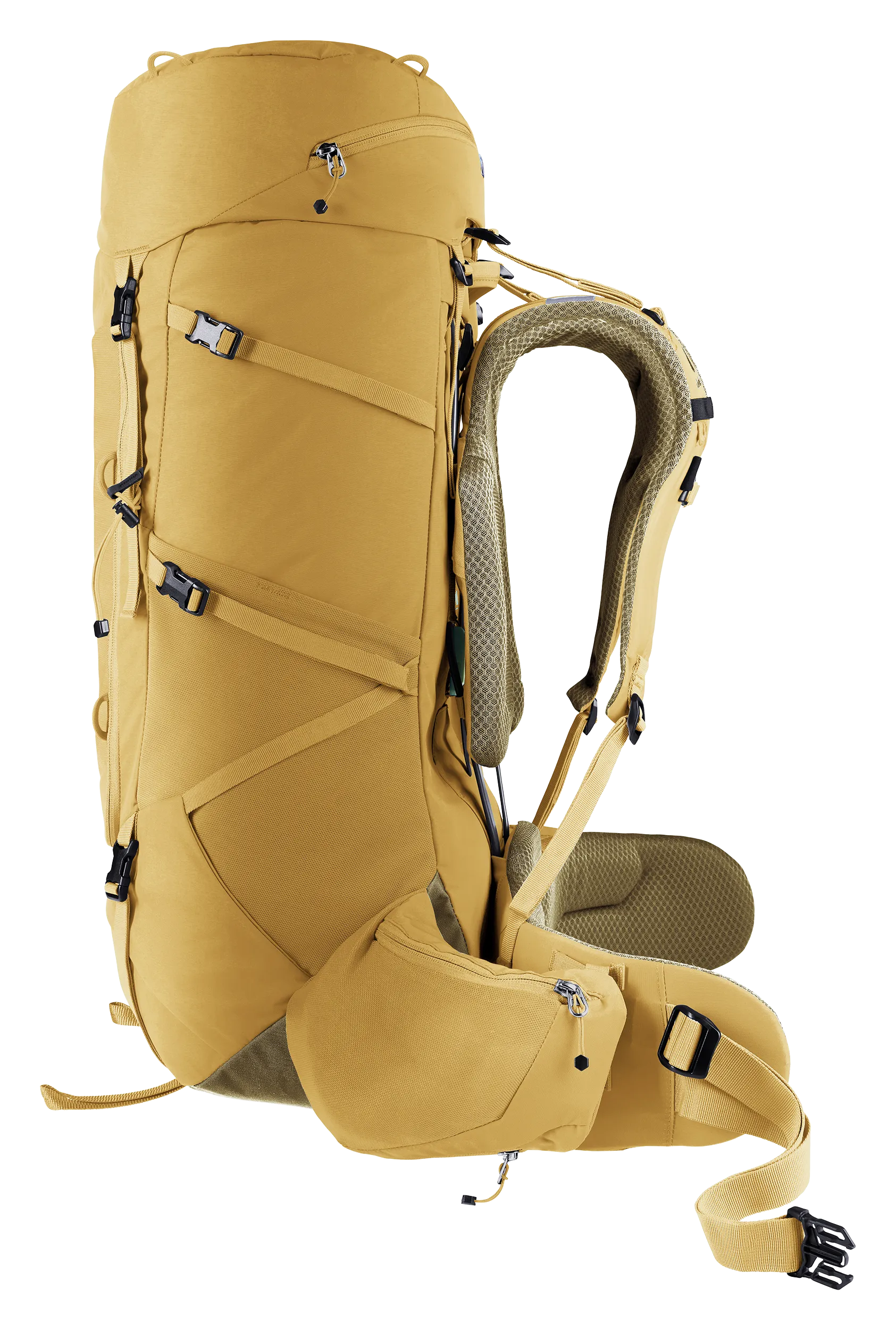 backpack, outdoor, hiking, yellow, shoulder-straps, backpack, hiking, padded hip belt, shoulder strap, waist belt