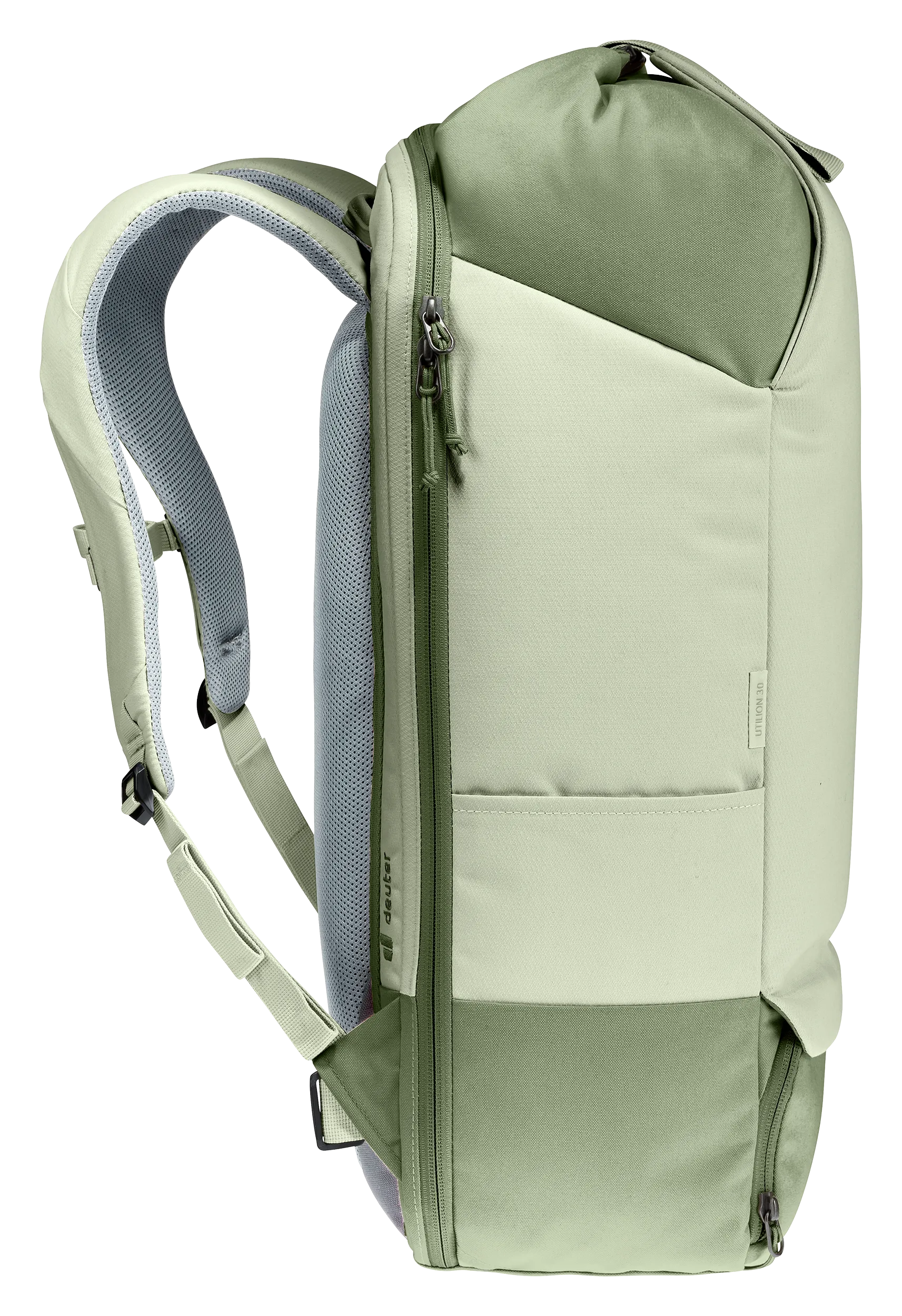 Bag, Backpack, backpack, green, two-tone, zippered, padded-shoulder-straps