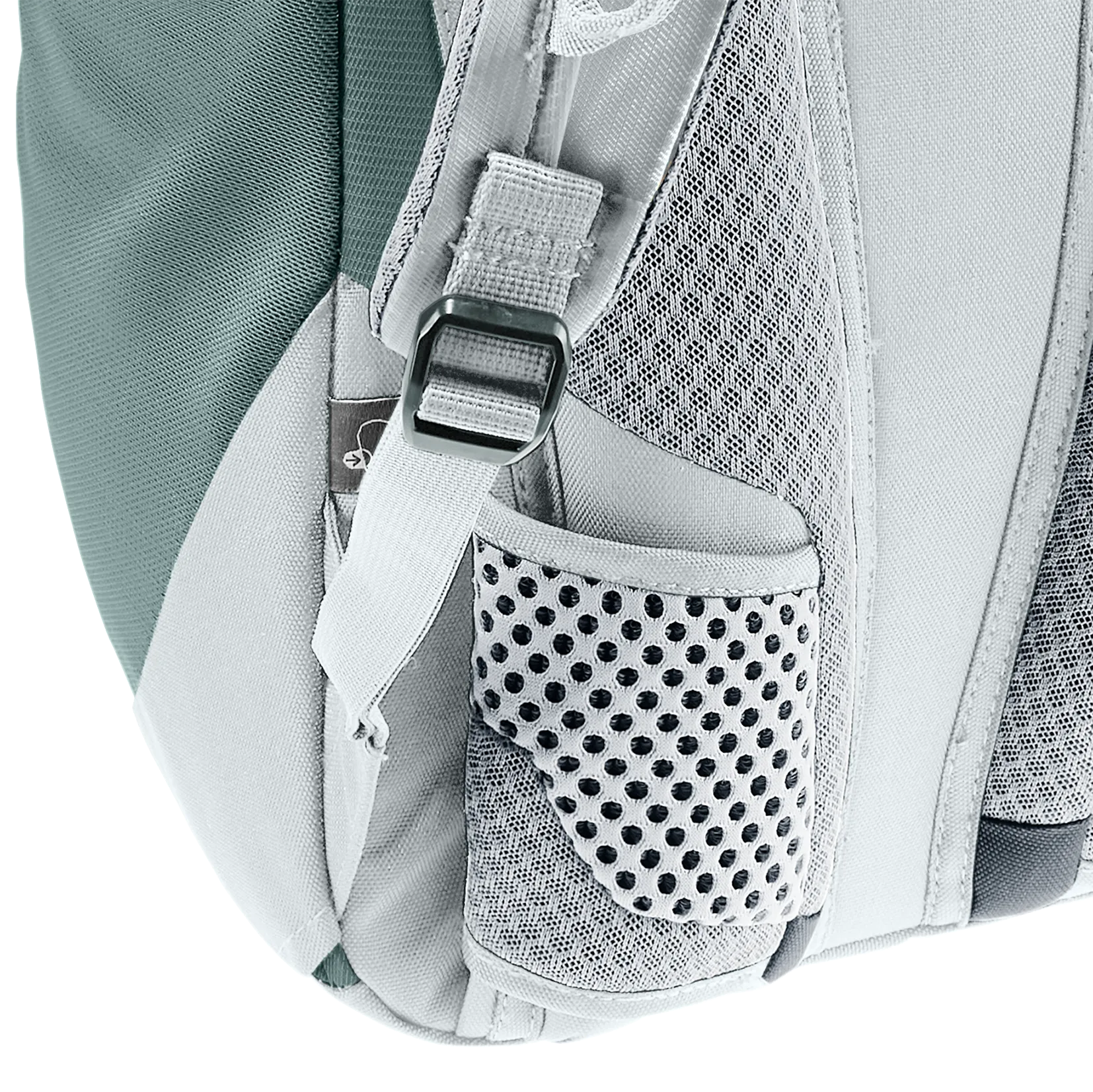 backpack, mesh pocket, shoulder strap, adjustable buckle, padded side pocket