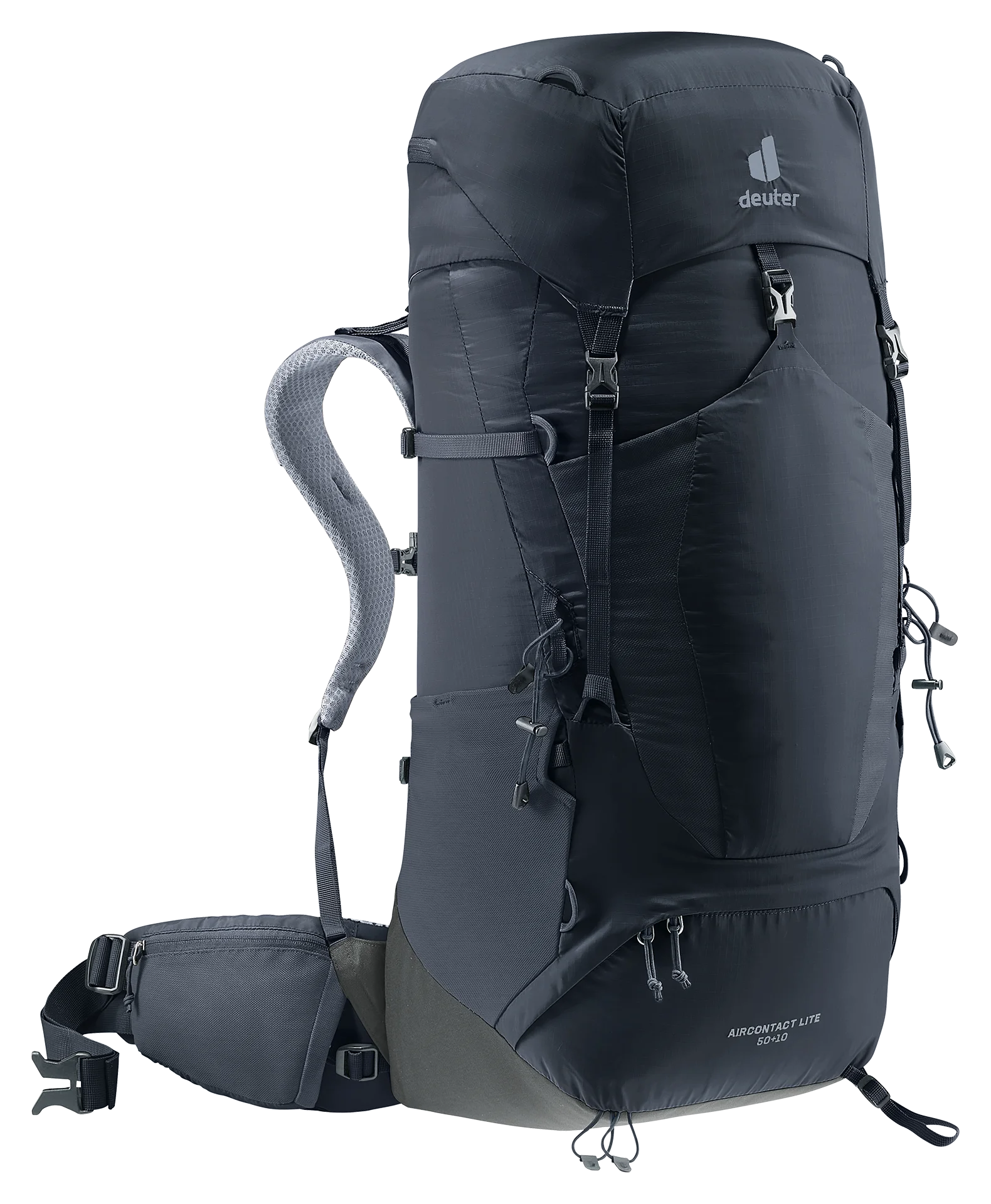 backpack, hydration-compatible, external pockets, adjustable straps, gray