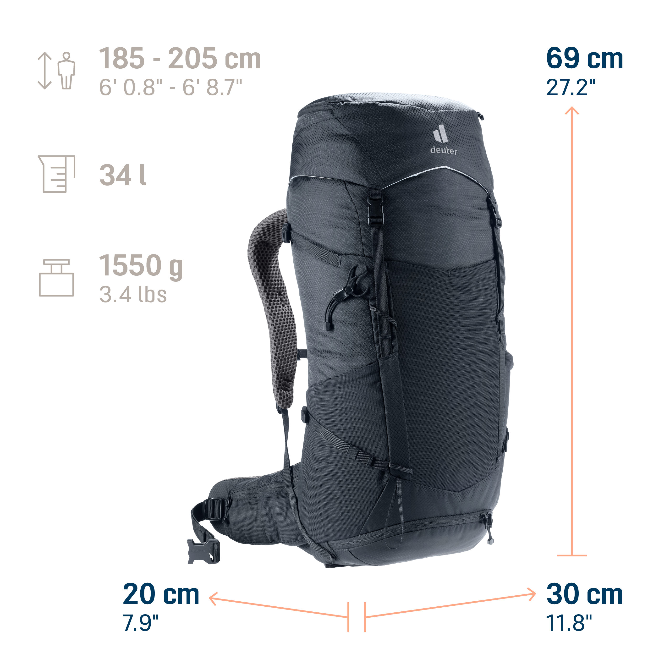 backpack, hiking, daypack, 40-50L, dark gray
