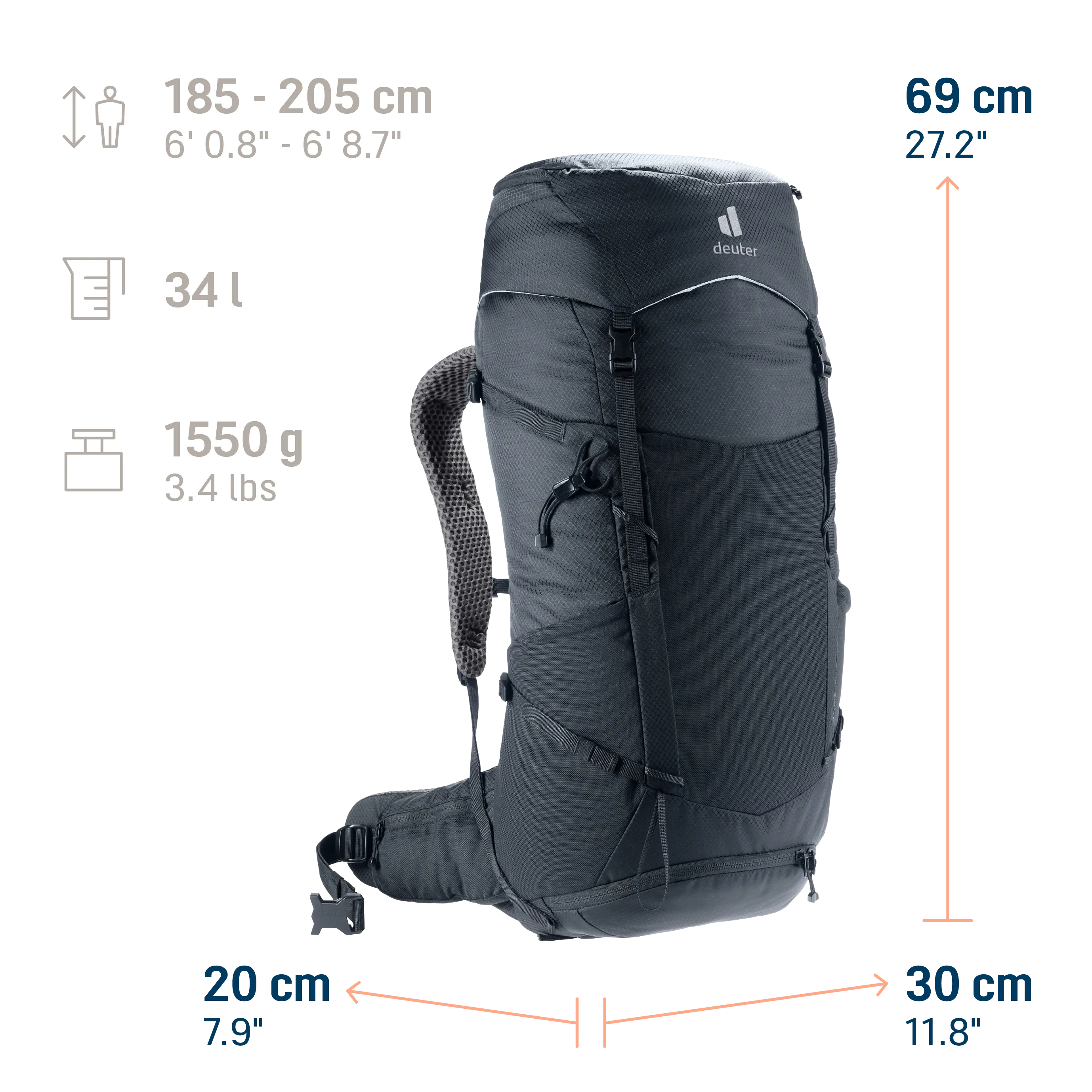 backpack, hiking, daypack, 40-50L, dark gray