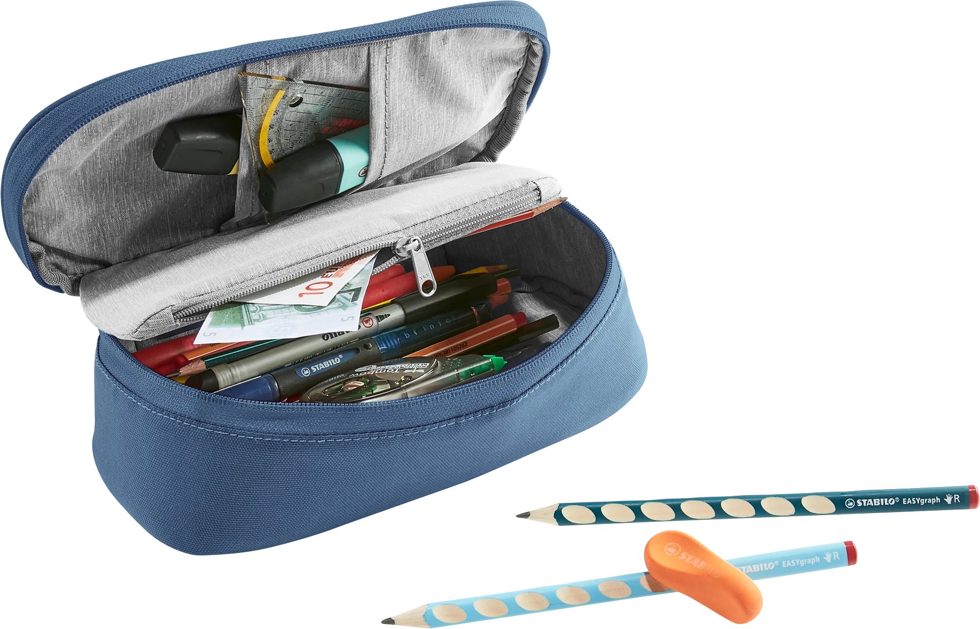 pencil case, stationery, pen case, blue, storage