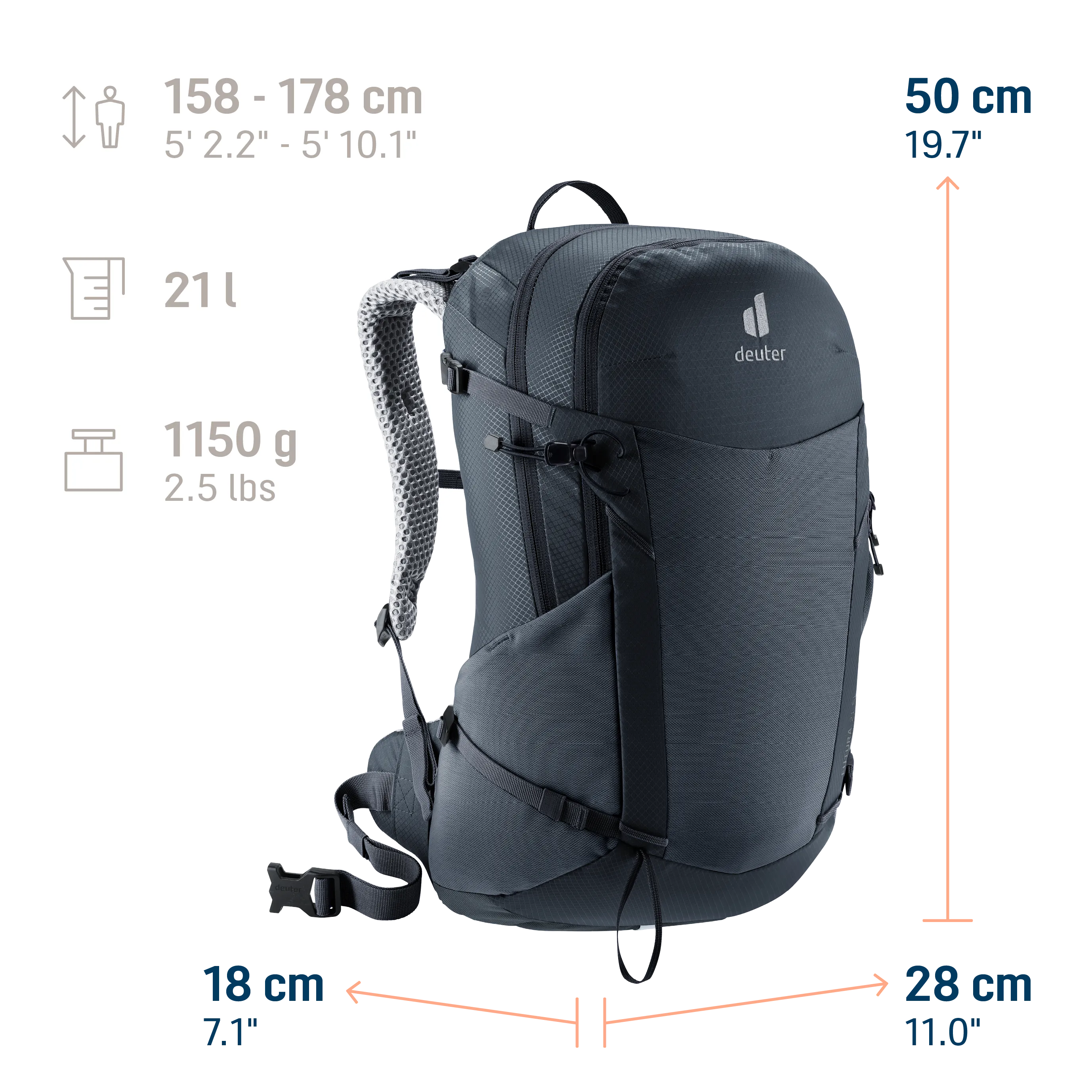 backpack, daypack, hiking, adjustable, gray