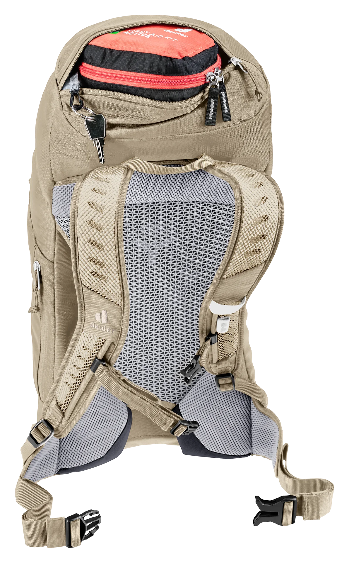 backpack, hiking, mesh back panel, padded straps, sternum strap