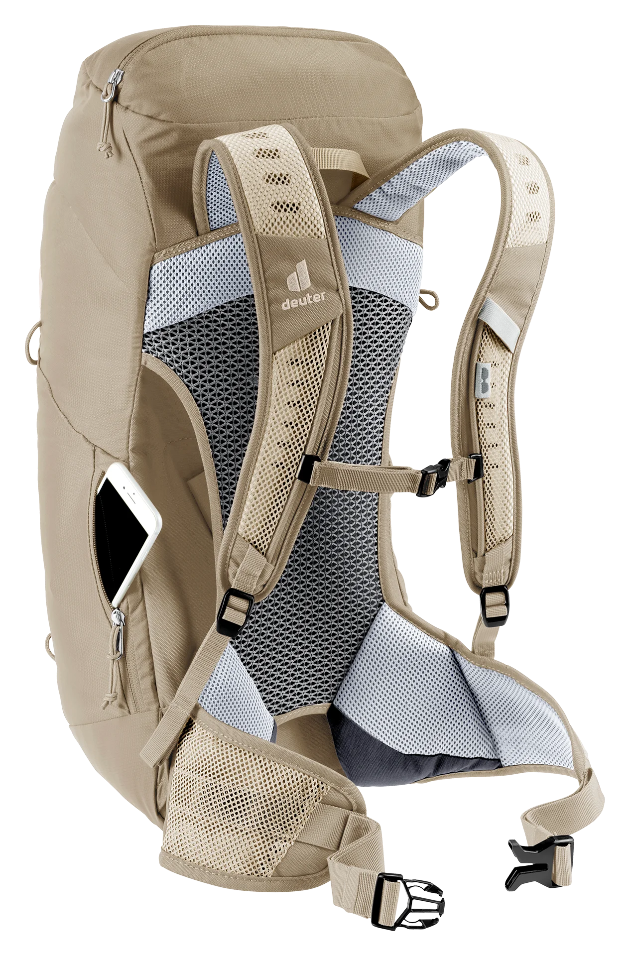 backpack, hydration, shoulder straps, mesh back, tan