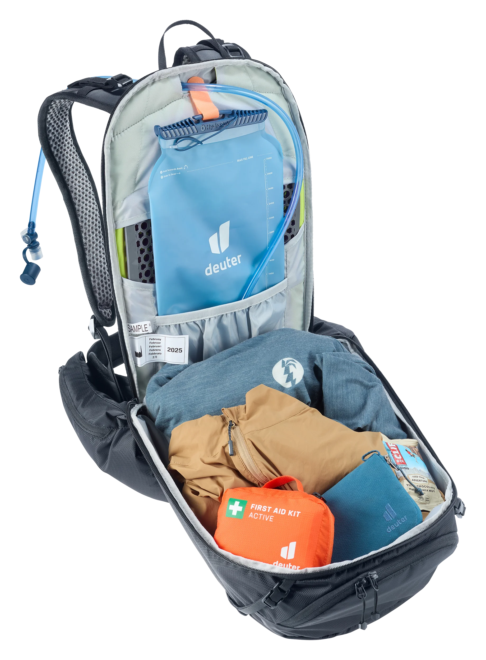 backpack, hiking, medical kit, water bladder, organization