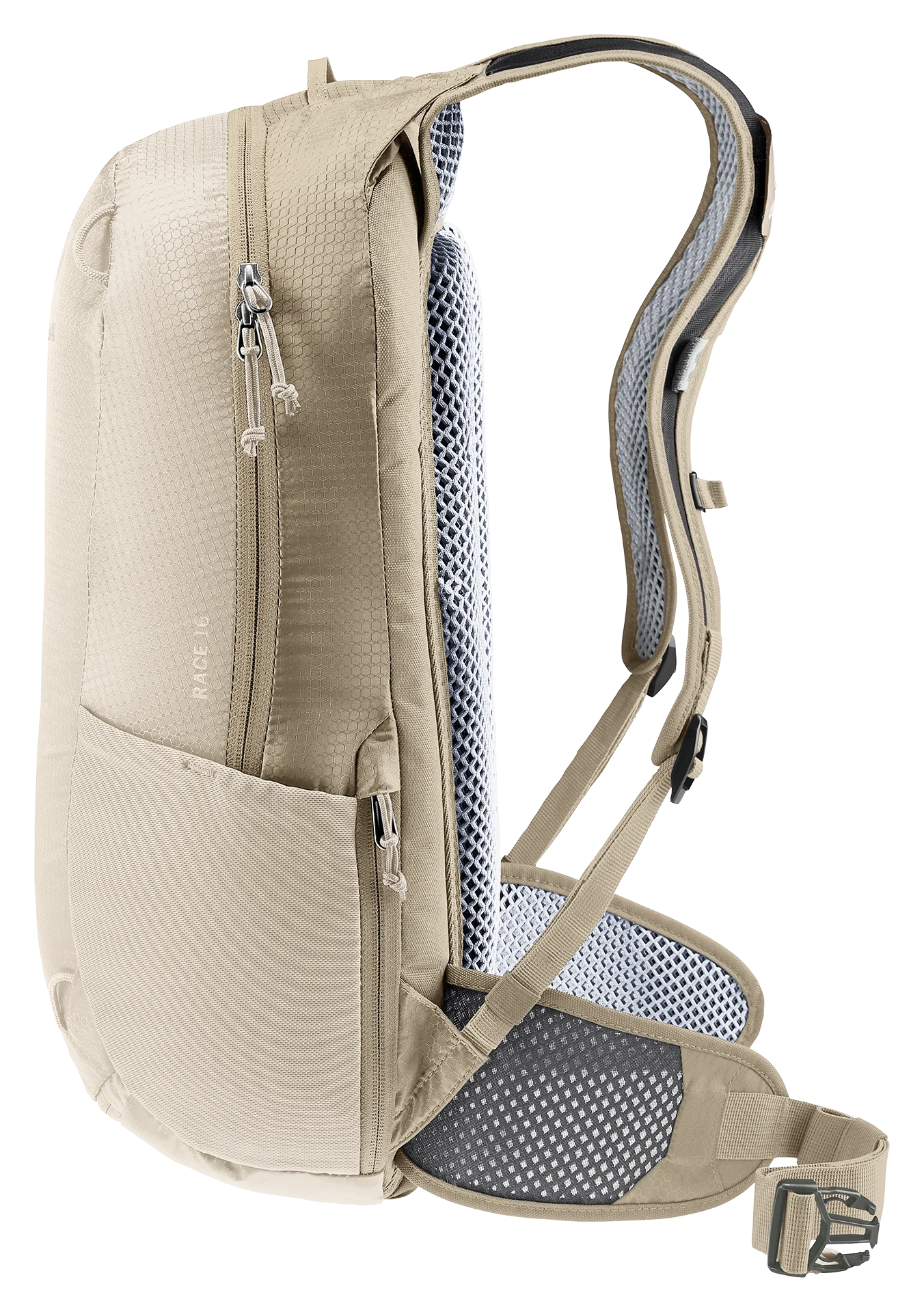 backpack, hydration, shoulder strap, mesh back panel, zippers
