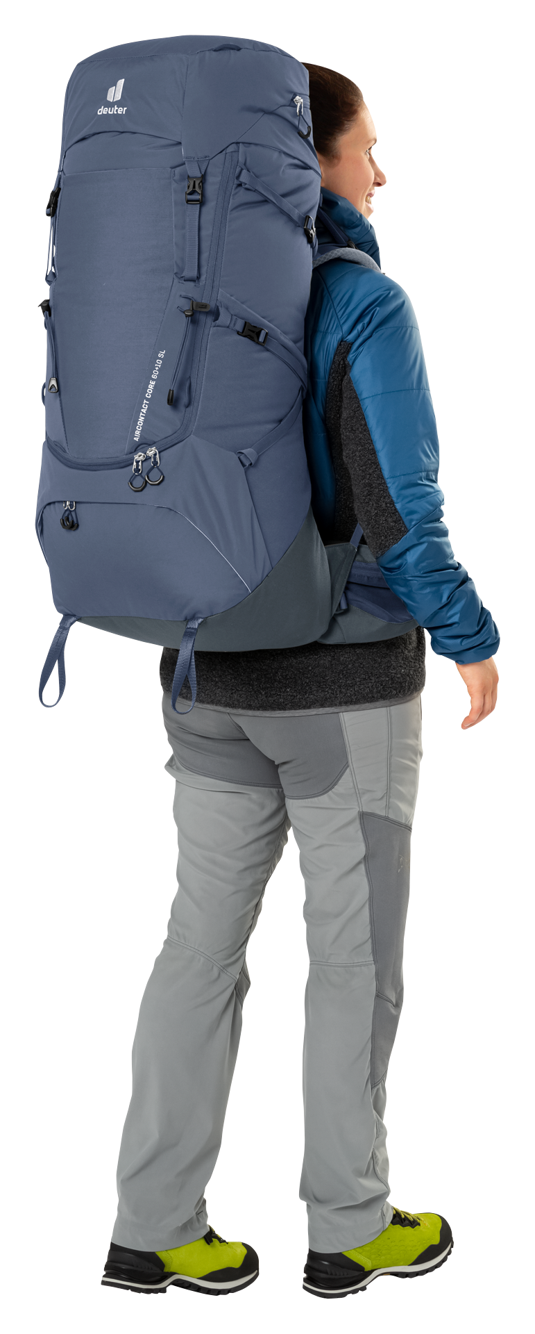 Aircontact Core 60+10 SL Bag, Backpack, Adult, Man, Person, backpack, hiking backpack, external frame, travel gear, blue backpack